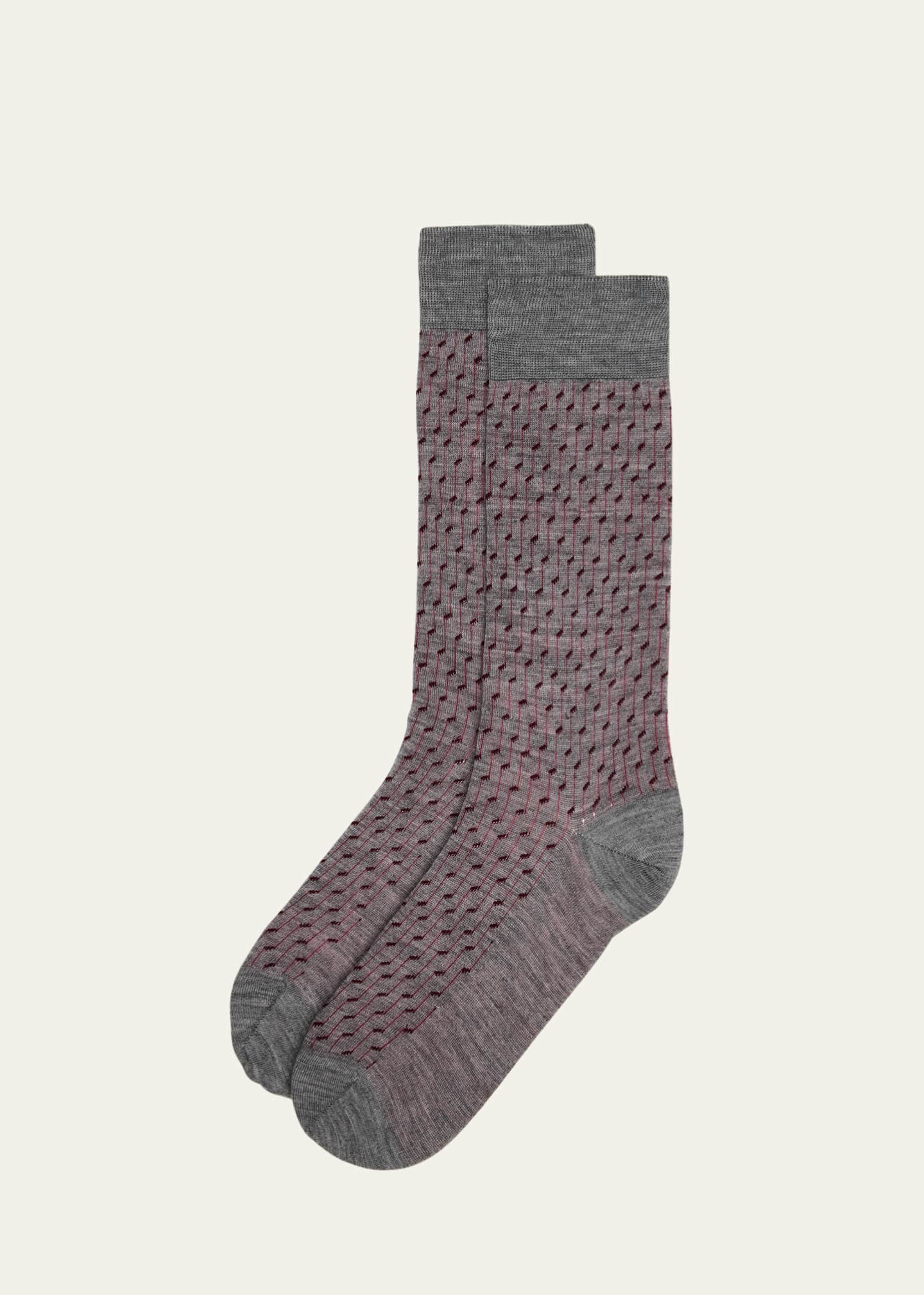 Bresciani Men's Wool and Nylon Notes Crew Socks Image 1 of 3
