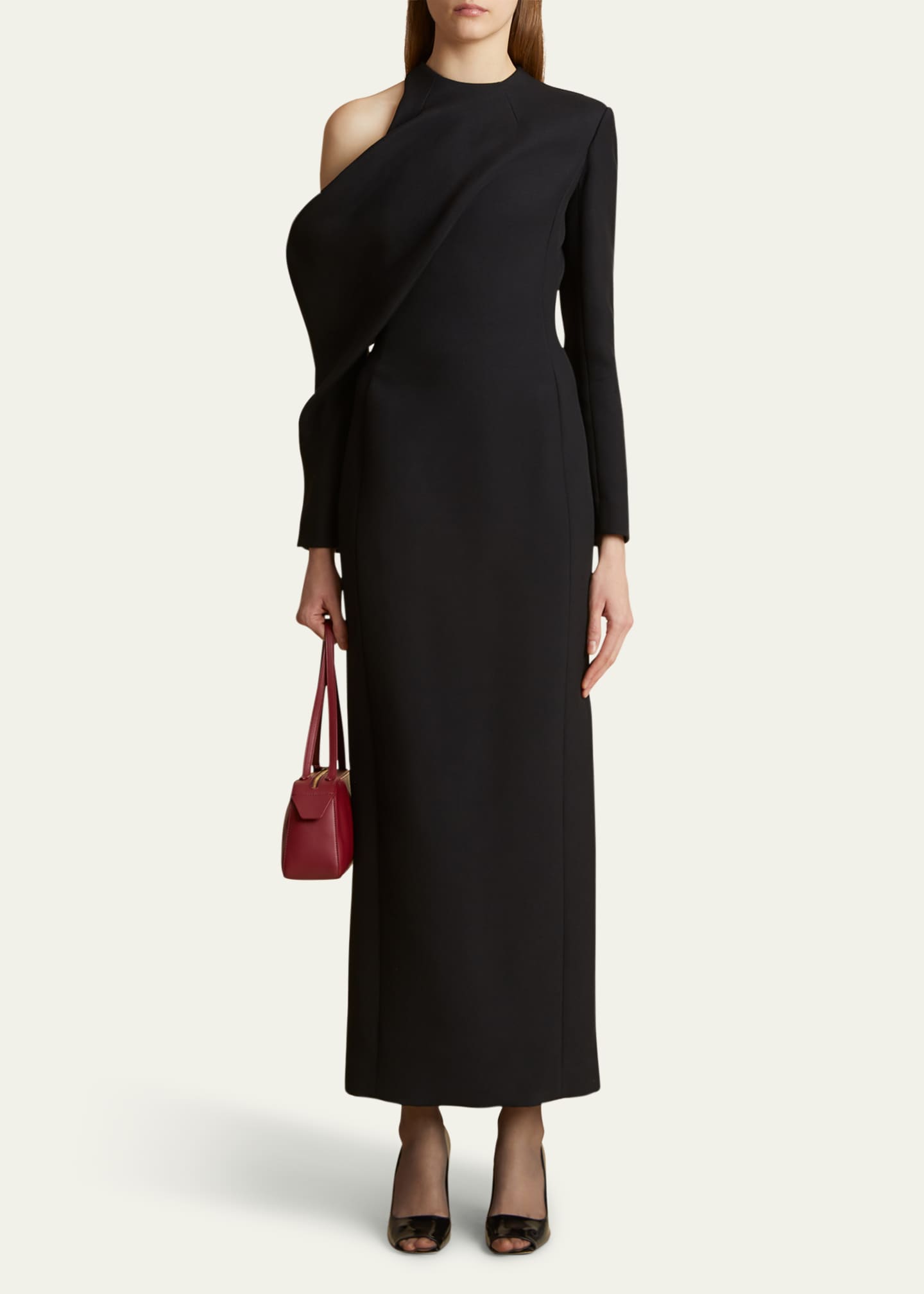 Khaite Trey Long Cold-Shoulder Dress - Bergdorf Goodman