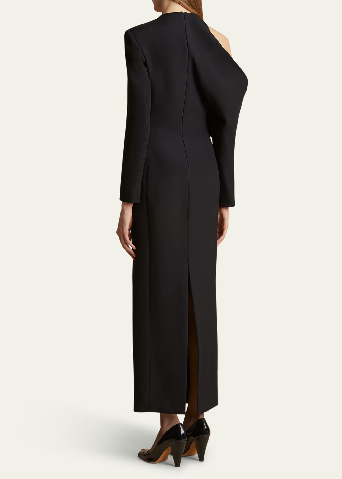 Khaite Trey Long Cold-Shoulder Dress Image 3 of 5
