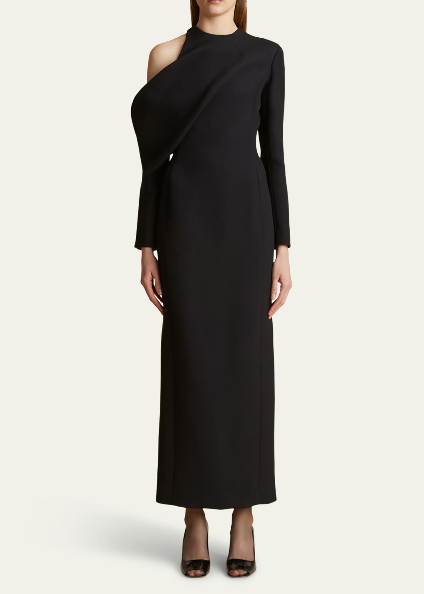 Khaite Trey Long Cold-Shoulder Dress Image 4 of 5