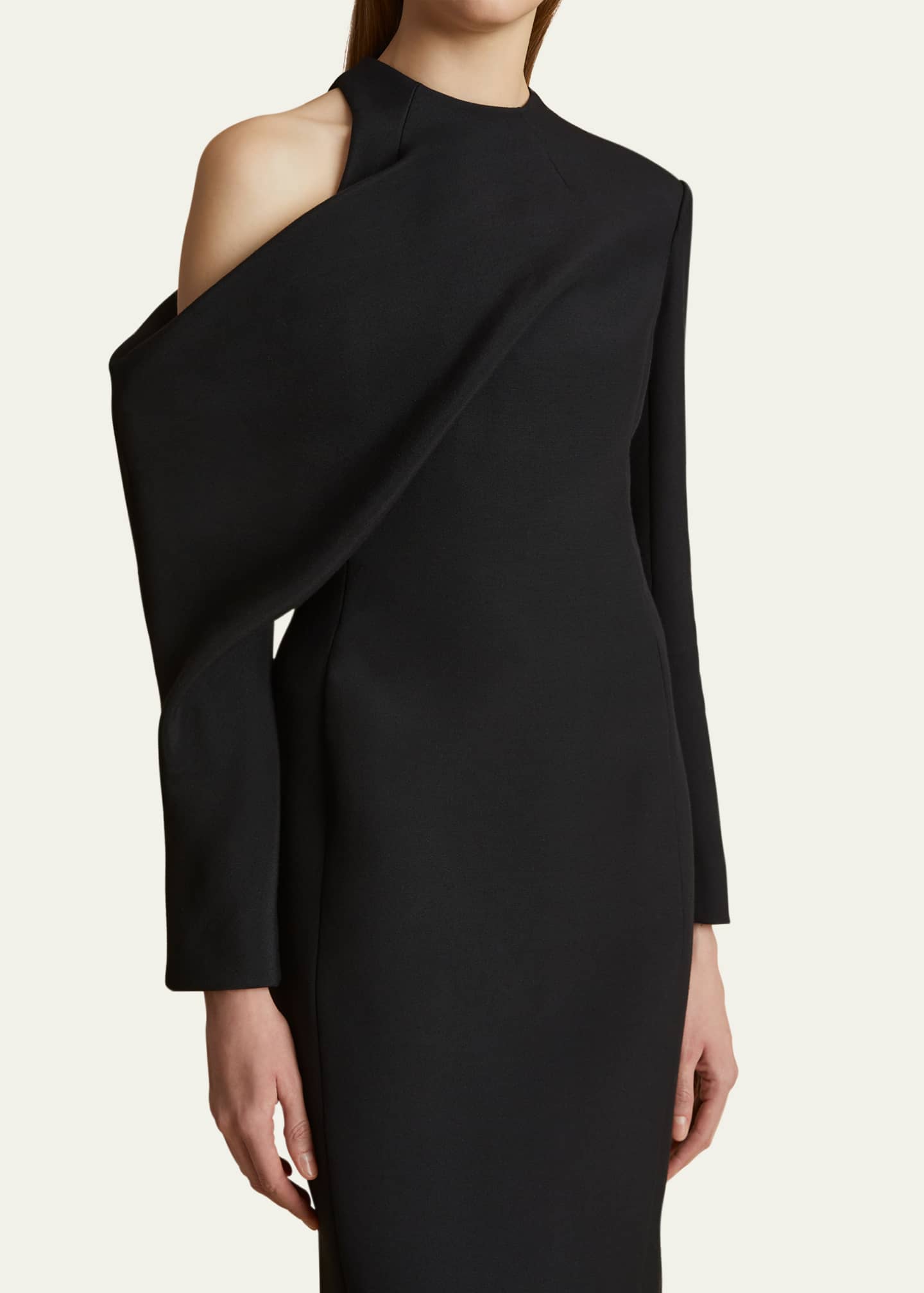 Khaite Trey Long Cold-Shoulder Dress Image 5 of 5