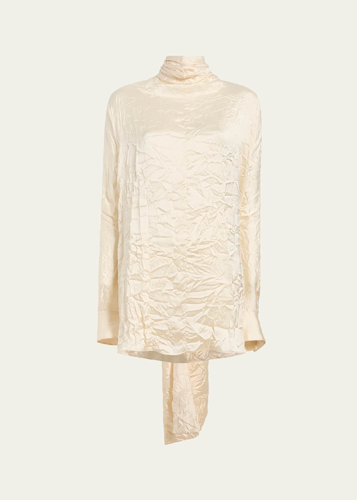 Khaite Bex Crinkle Scarf-Neck Top Image 1 of 4