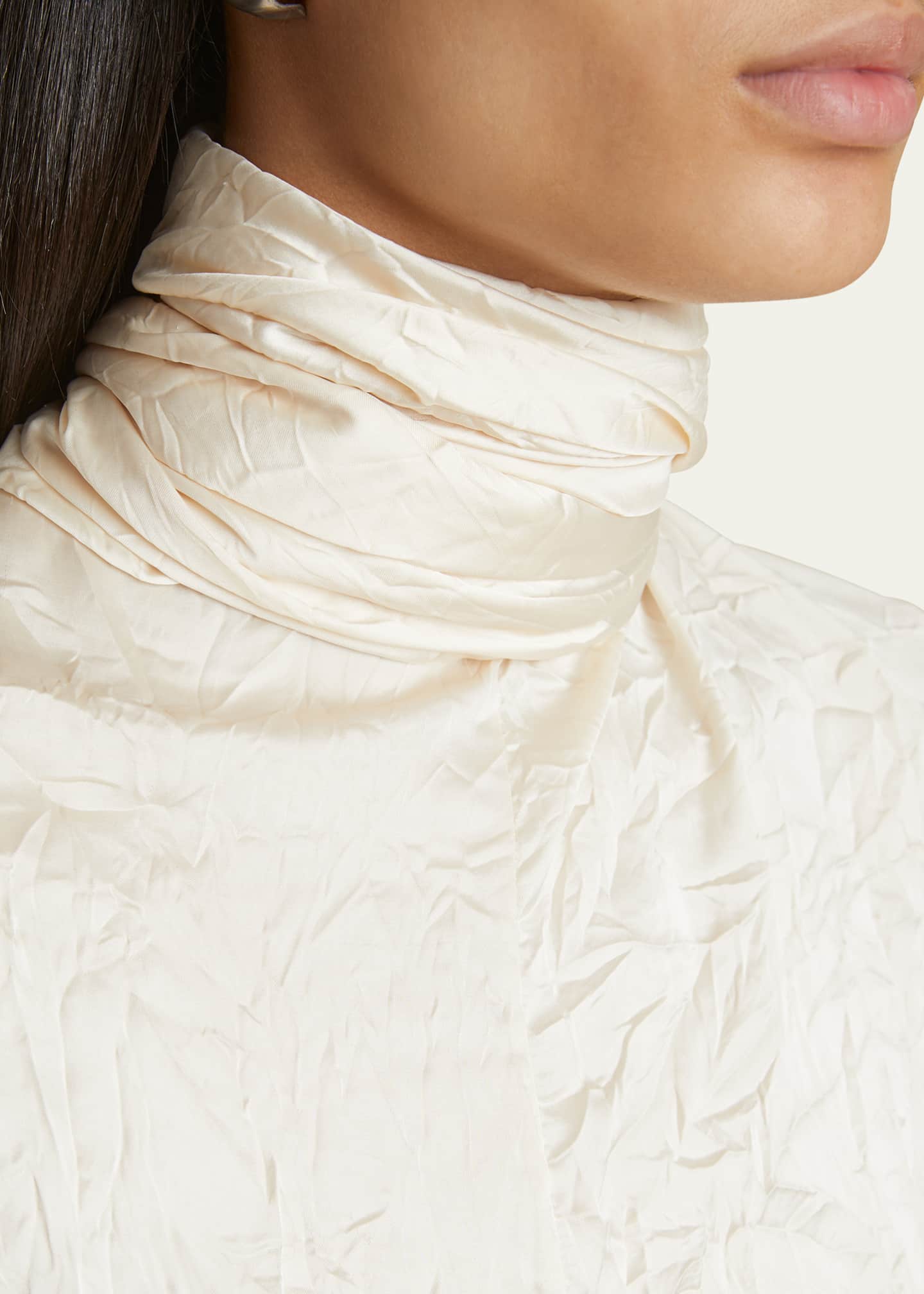 Khaite Bex Crinkle Scarf-Neck Top Image 4 of 4