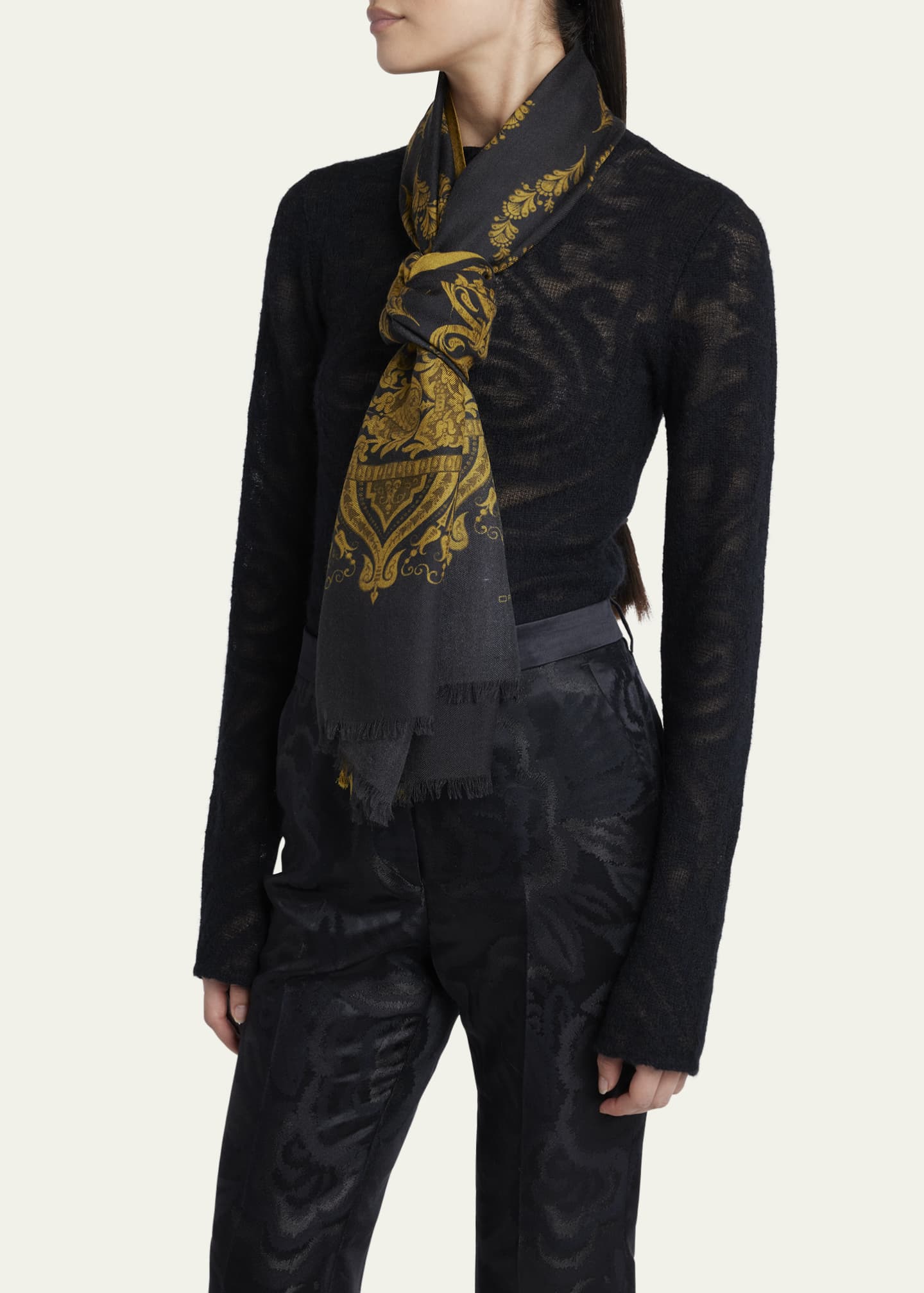 Etro Floral Paisley Cashmere-Blend Scarf Image 2 of 4