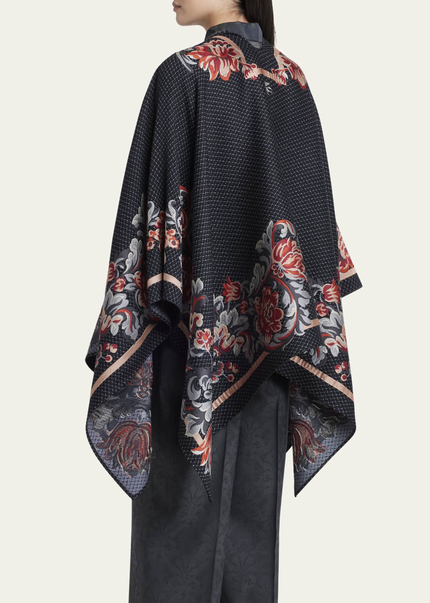 Etro Floral Wool-Blend Cape Image 3 of 5