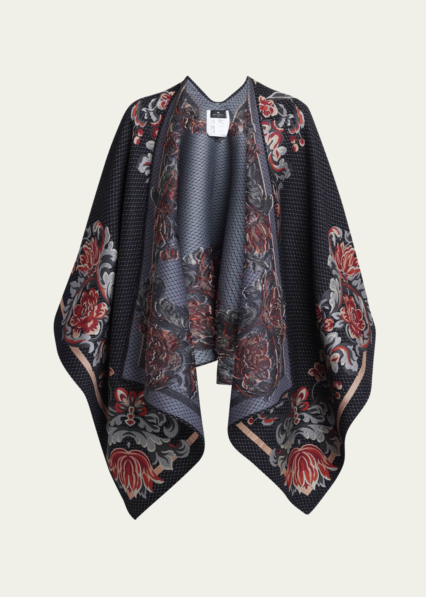 Etro Floral Wool-Blend Cape Image 1 of 5