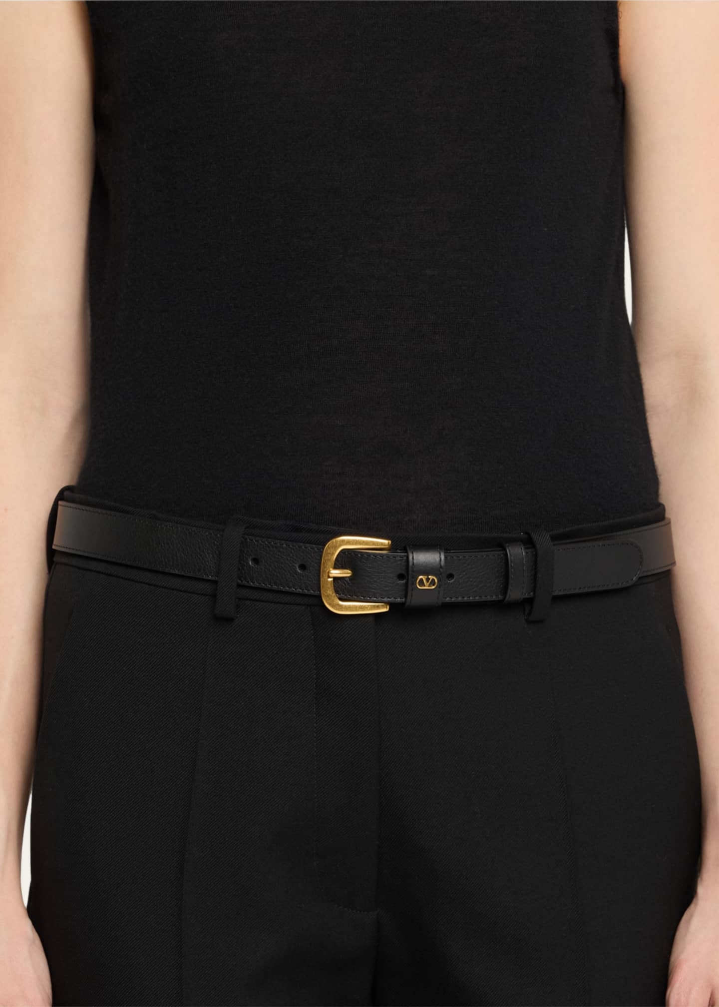 Valentino Garavani VLogo Signature Embellished Leather Belt, 25mm Image 2 of 2