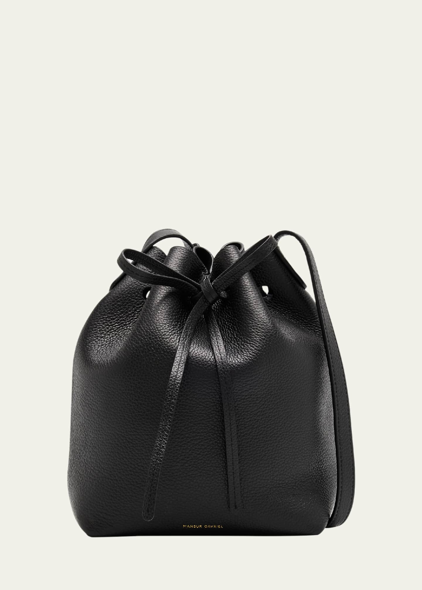 Mansur Gavriel Soft Mini Leather Bucket Bag Black