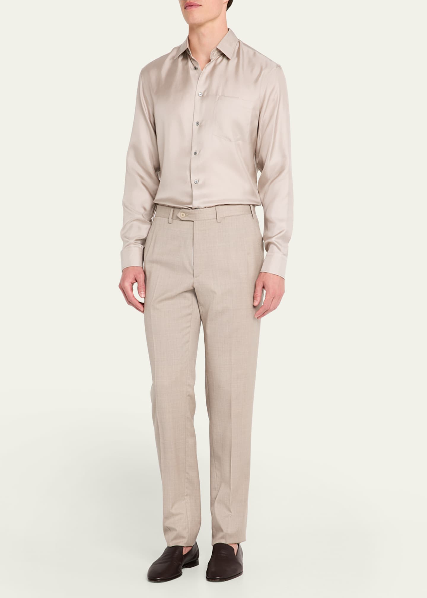 Giorgio Armani Men's Solid Silk Dress Shirt Image 2 of 5