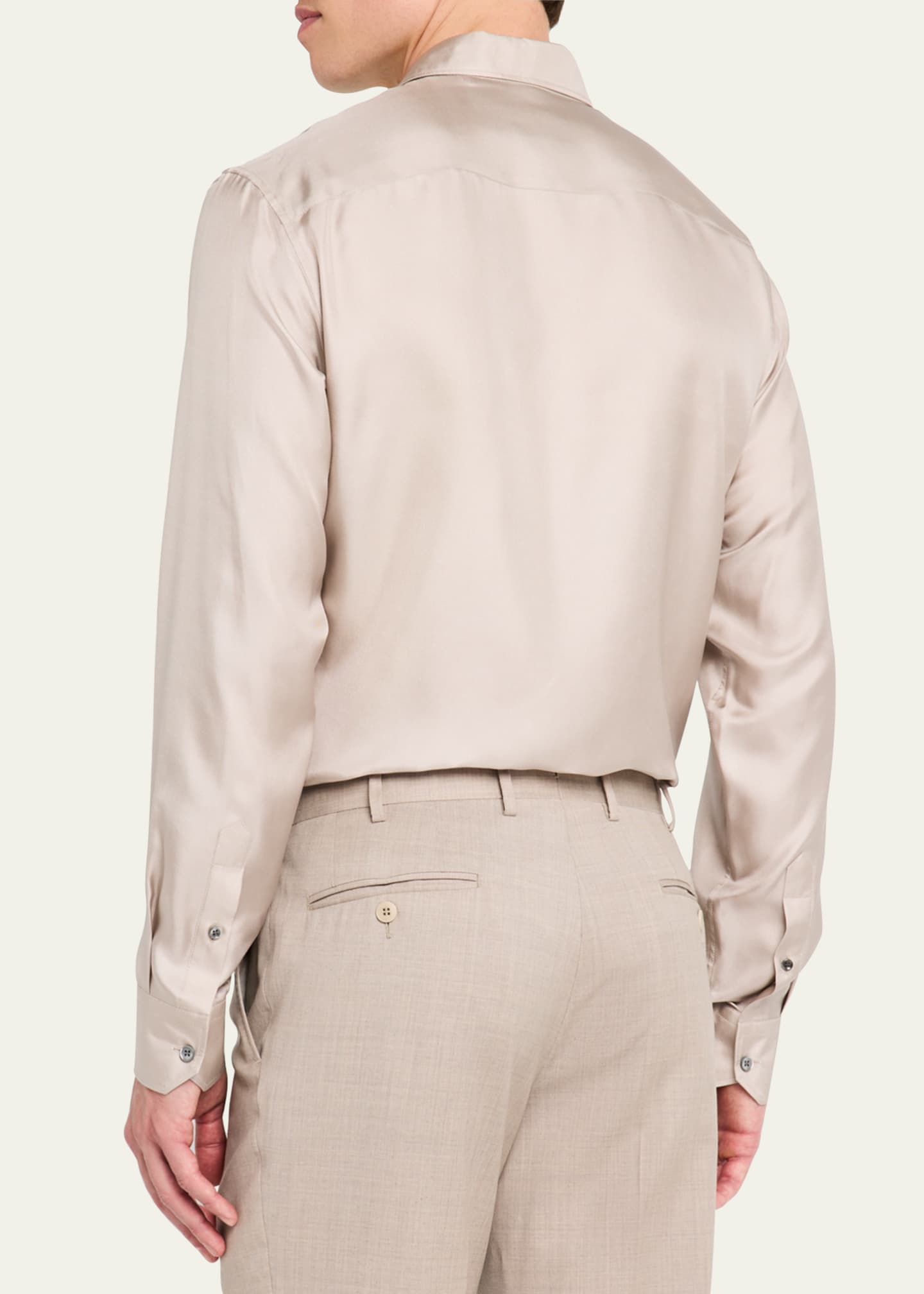 Giorgio Armani Men's Solid Silk Dress Shirt Image 3 of 5