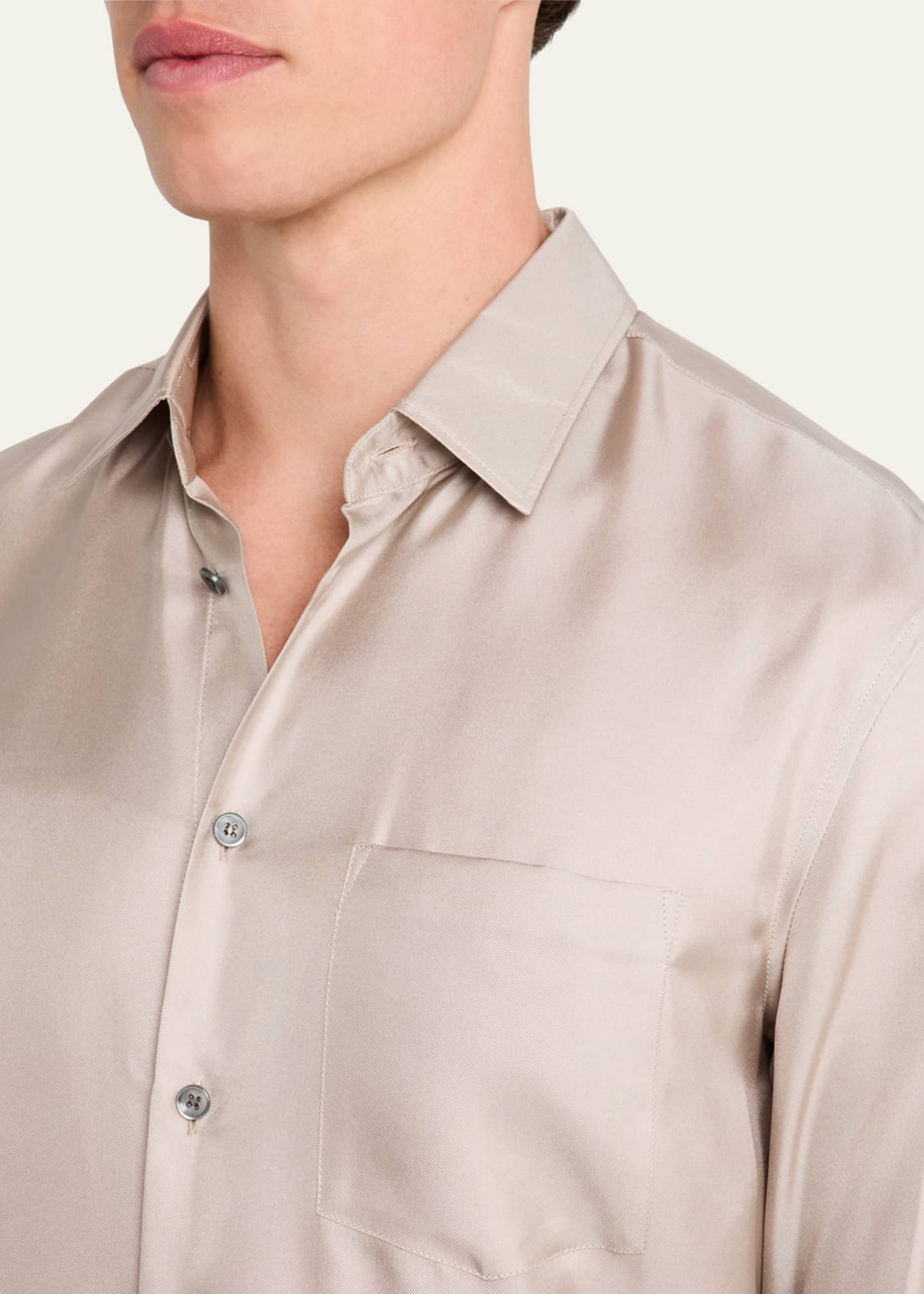 Giorgio Armani Men's Solid Silk Dress Shirt Image 5 of 5