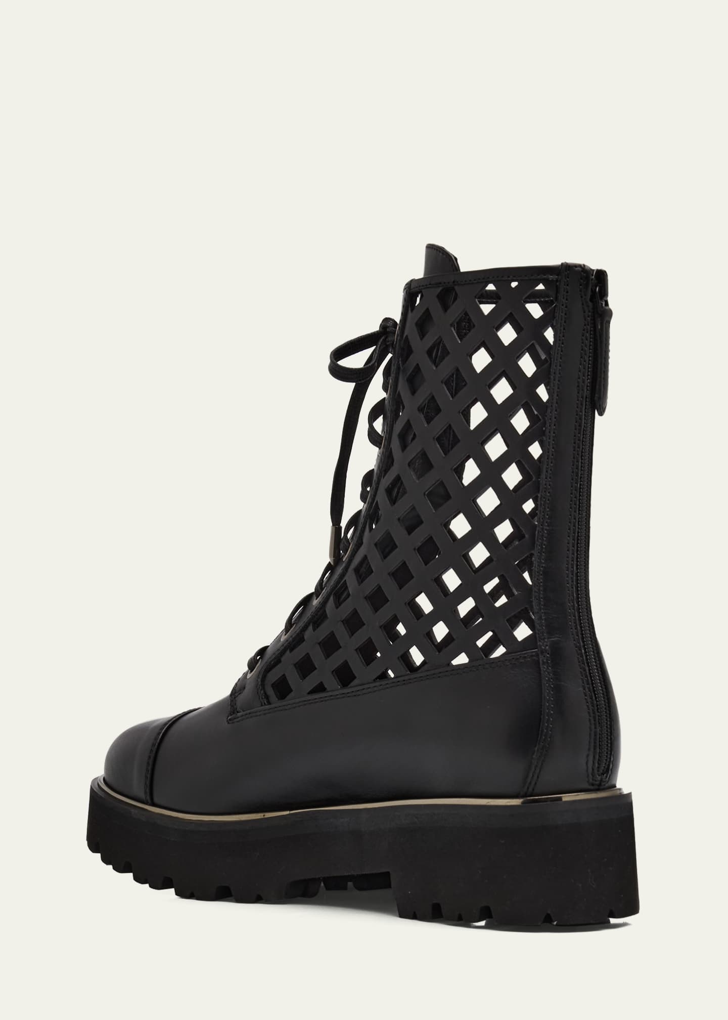 Aquazzura Fearless Perforated Leather Combat Boots Image 4 of 6