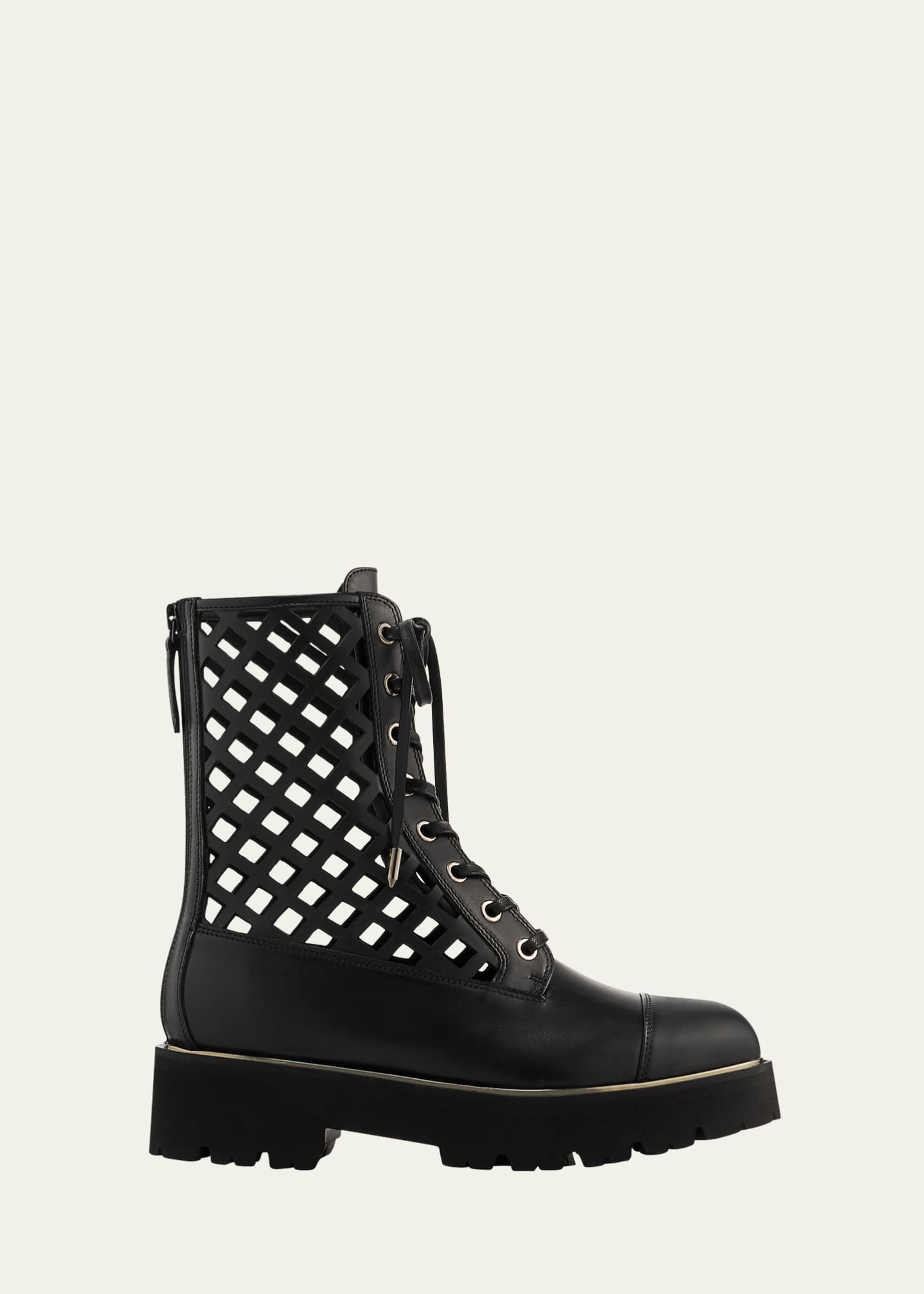 Aquazzura Fearless Perforated Leather Combat Boots Bergdorf Goodman