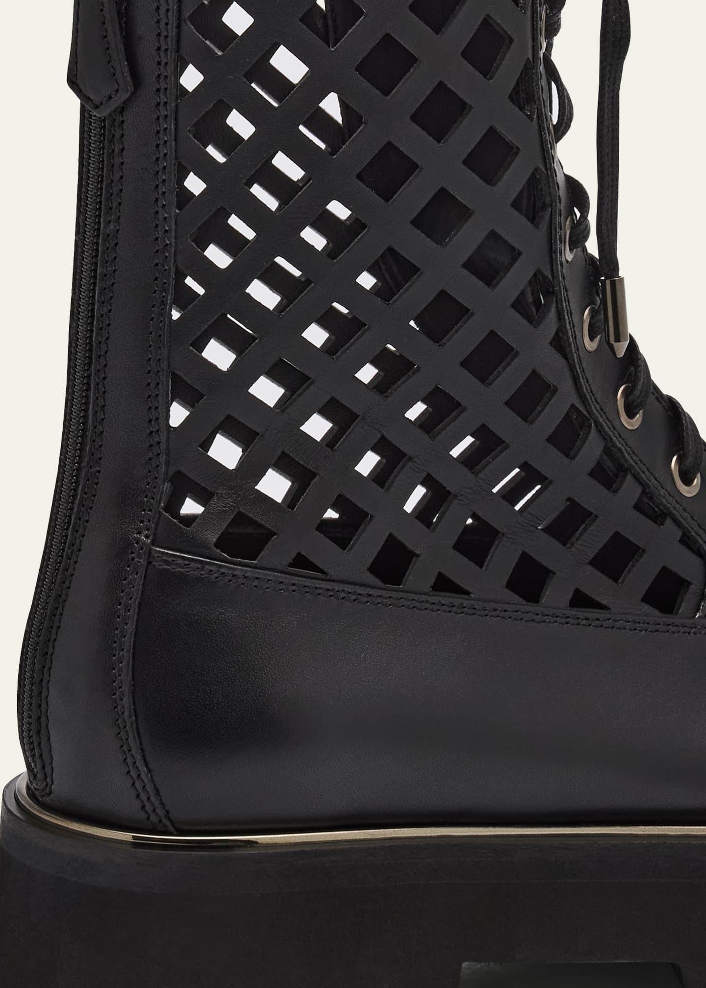 Aquazzura Fearless Perforated Leather Combat Boots Image 5 of 6