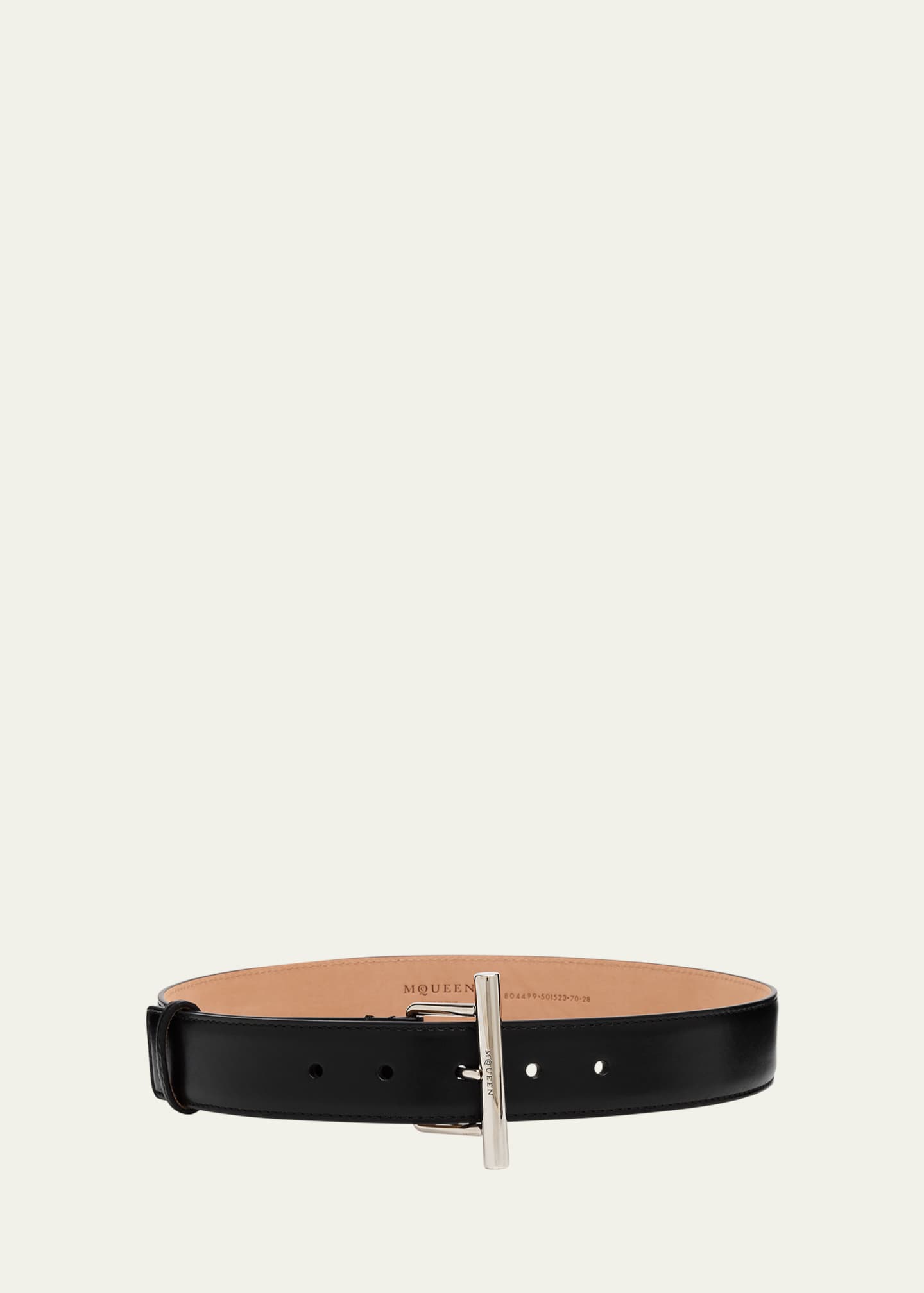 McQueen Silvertone Cross-Bar Leather Sling Belt Image 1 of 2