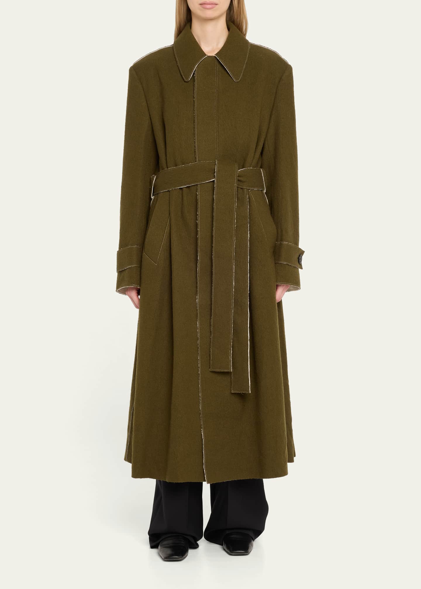ASHLYN Amari Self-Tie Wool Melton Coat Image 2 of 5