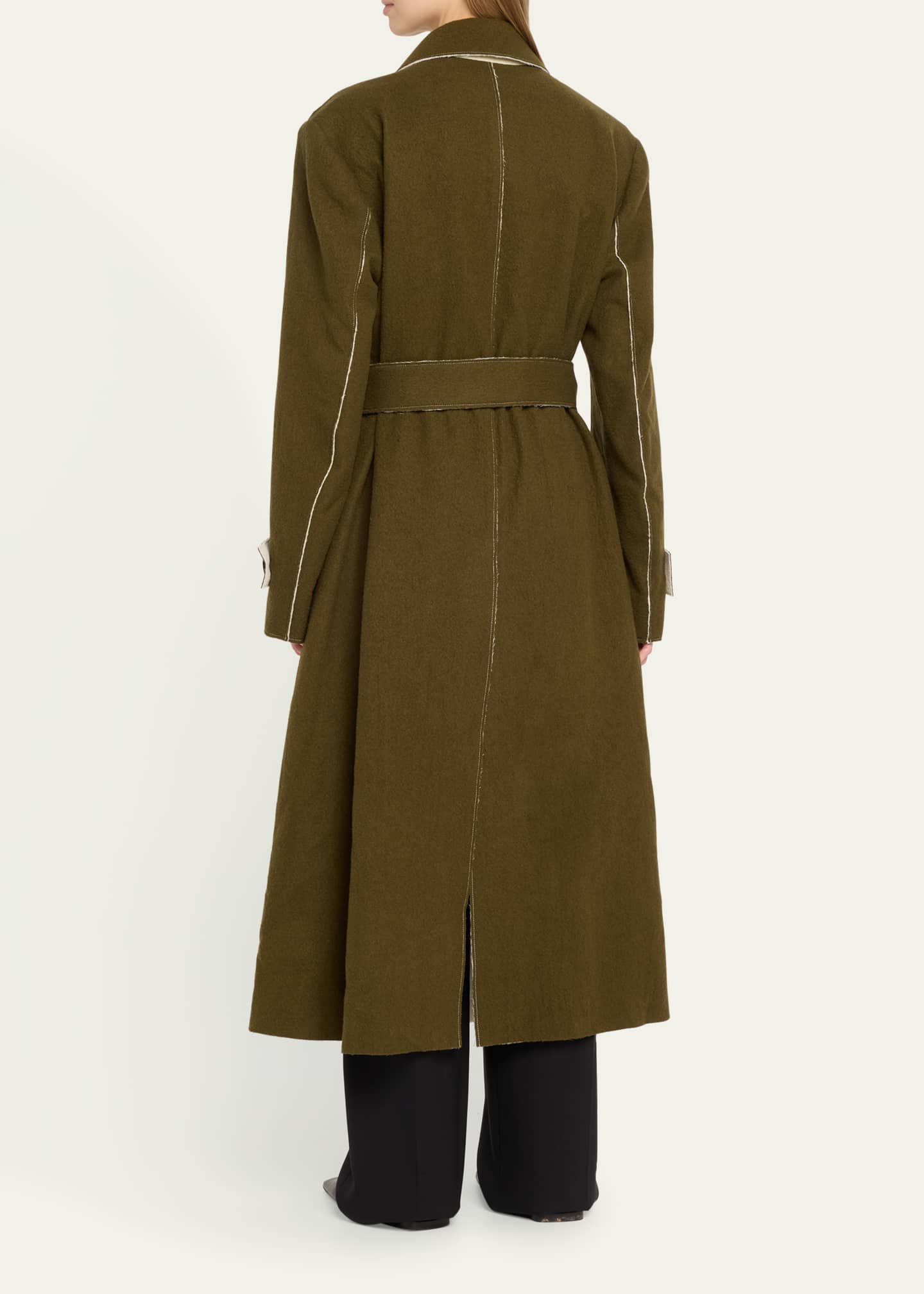 ASHLYN Amari Self-Tie Wool Melton Coat Image 3 of 5