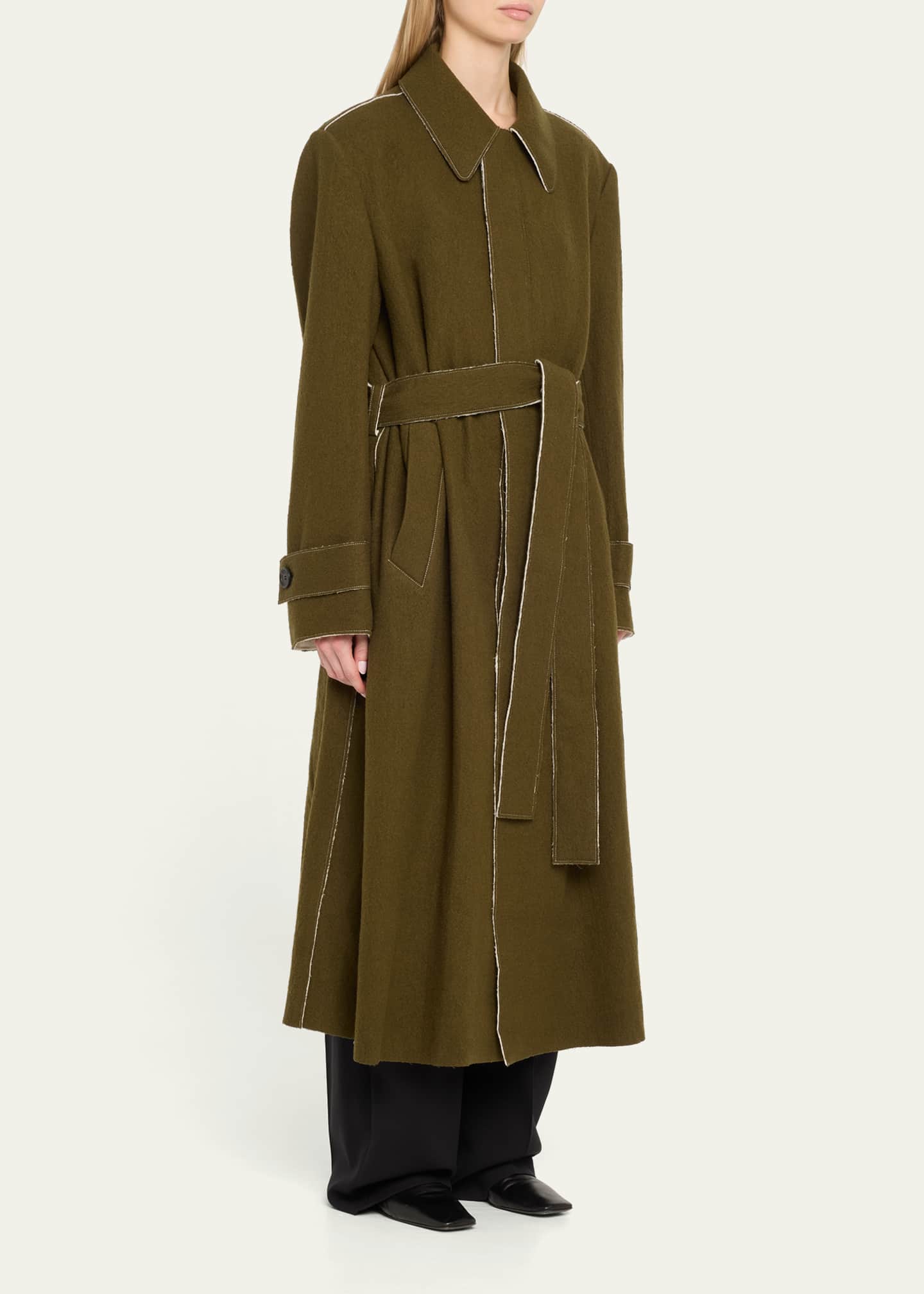 ASHLYN Amari Self-Tie Wool Melton Coat Image 4 of 5