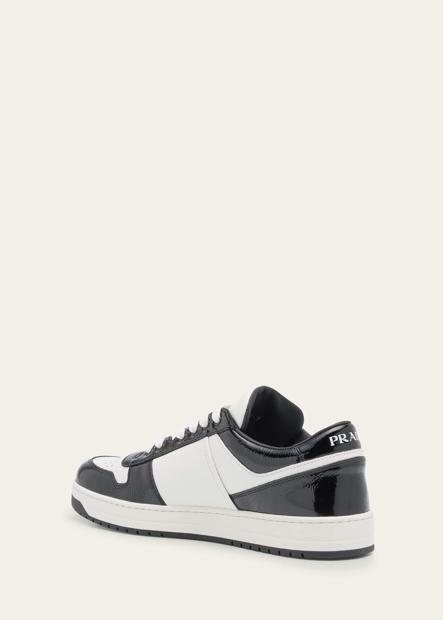 Prada Men's Downtown Bicolor Leather Low-Top Sneakers Image 2 of 4