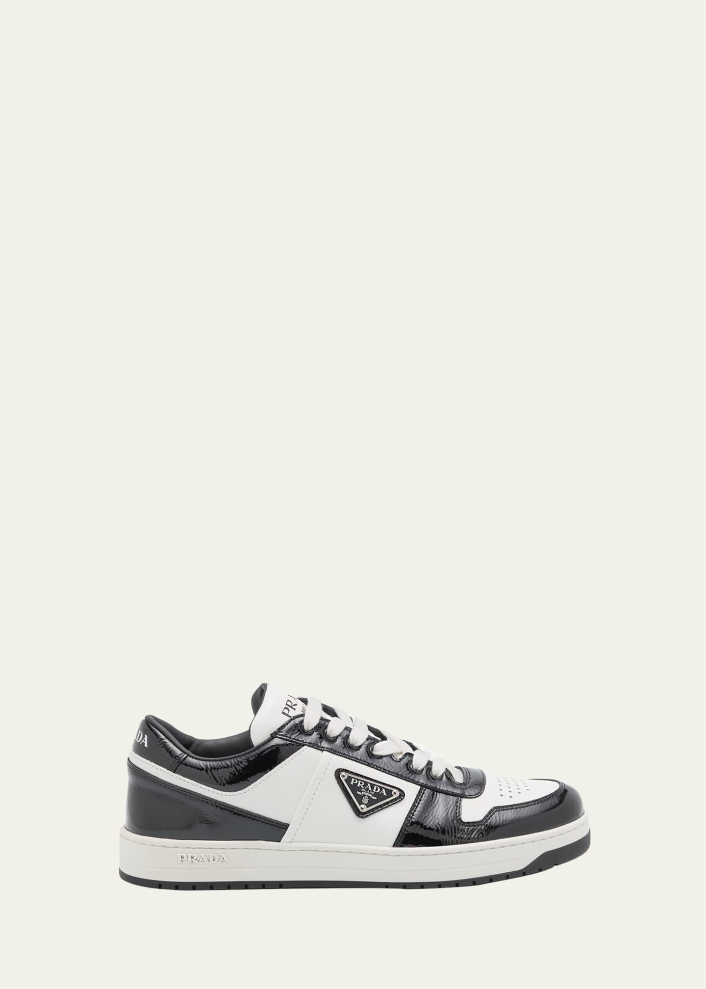 Prada Men's Downtown Bicolor Leather Low-Top Sneakers Image 1 of 4