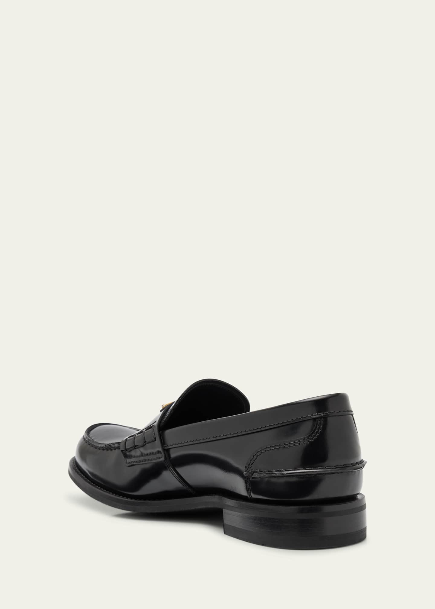 Prada Men's Brushed Leather Split-Toe Loafers Image 2 of 3