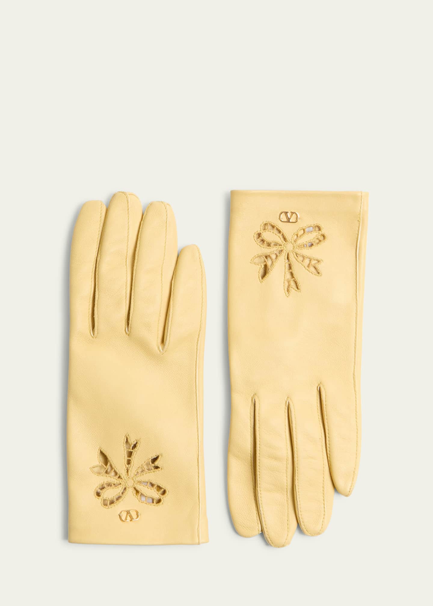 Valentino Garavani VLOGO Signature Cutout Leather Gloves Image 1 of 2