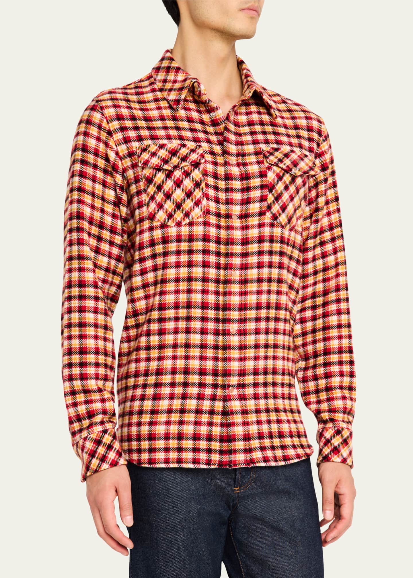 God's True Cashmere Men's Sunstone Tartan Sport Shirt Image 4 of 5