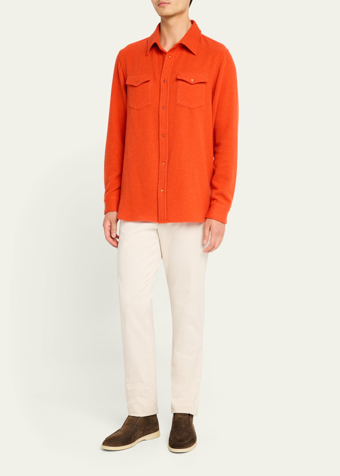 God's True Cashmere Men's Carnelian Cashmere Sport Shirt Image 2 of 5