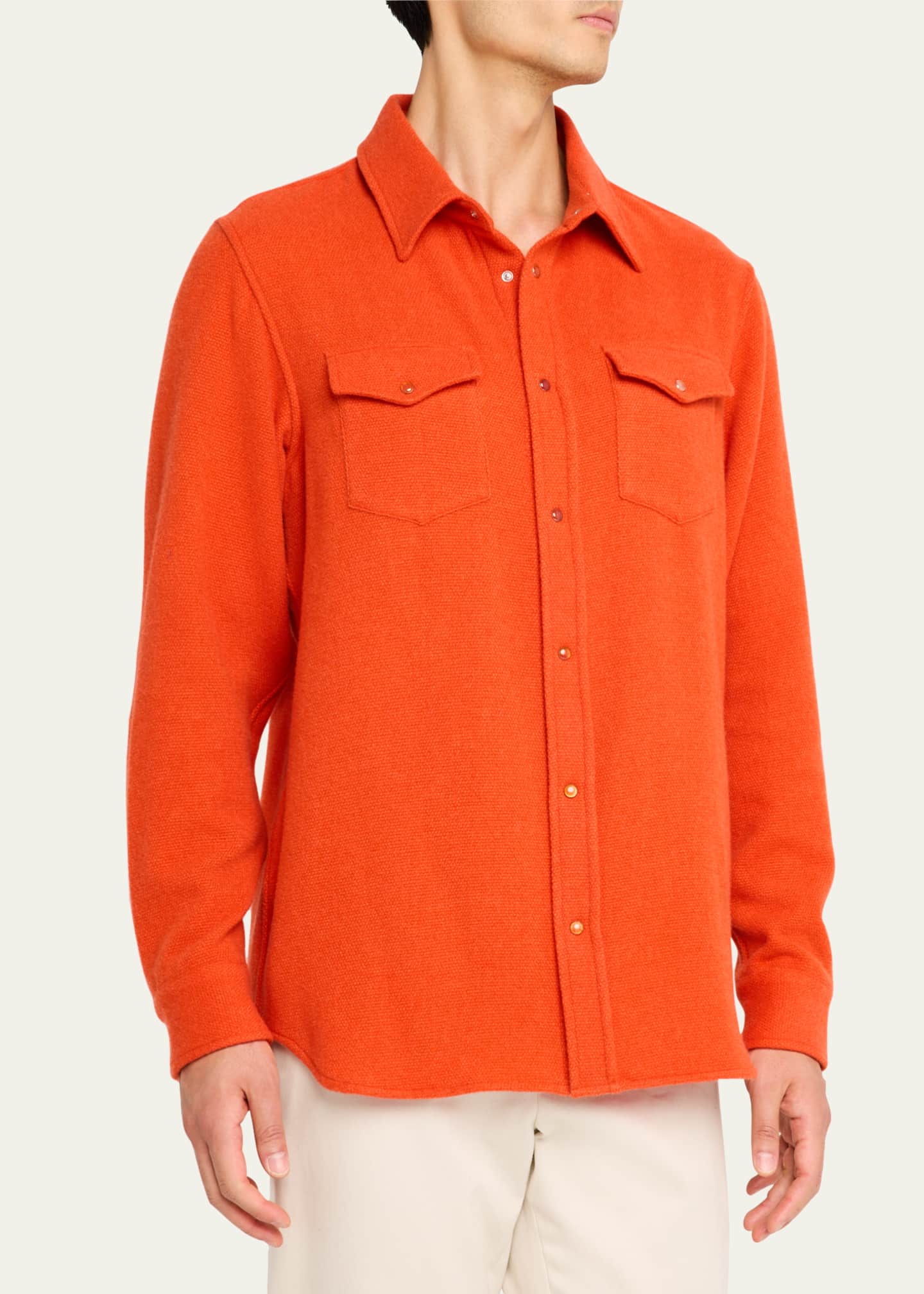 God's True Cashmere Men's Carnelian Cashmere Sport Shirt Image 4 of 5