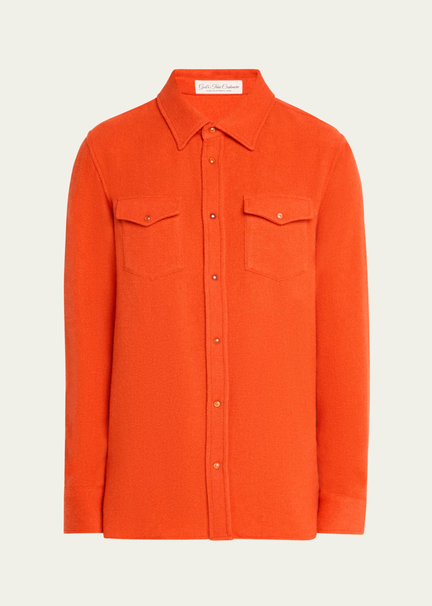 God's True Cashmere Men's Carnelian Cashmere Sport Shirt Image 1 of 5