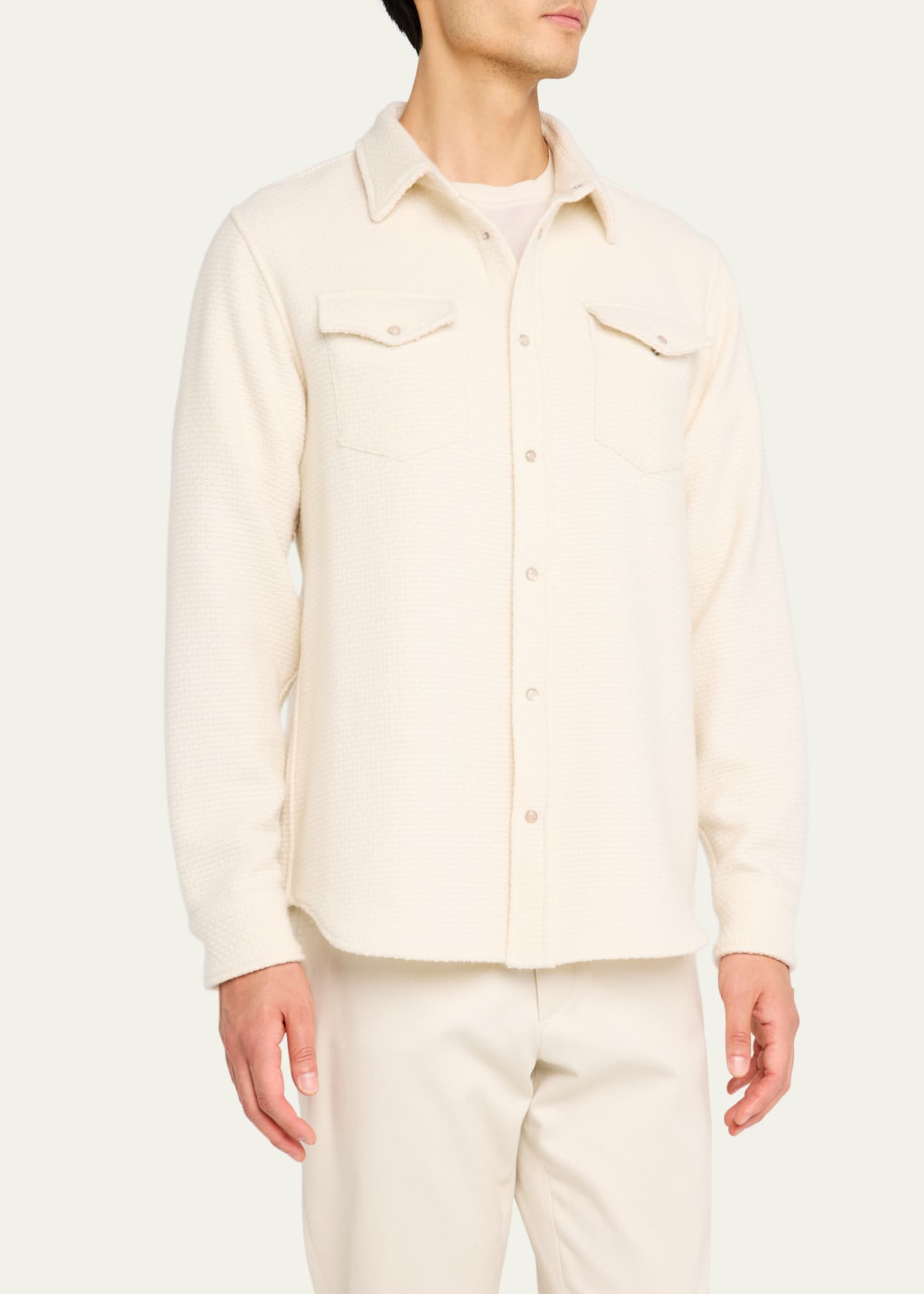 God's True Cashmere Men's Rose Quartz Waffle Sport Shirt Image 4 of 5