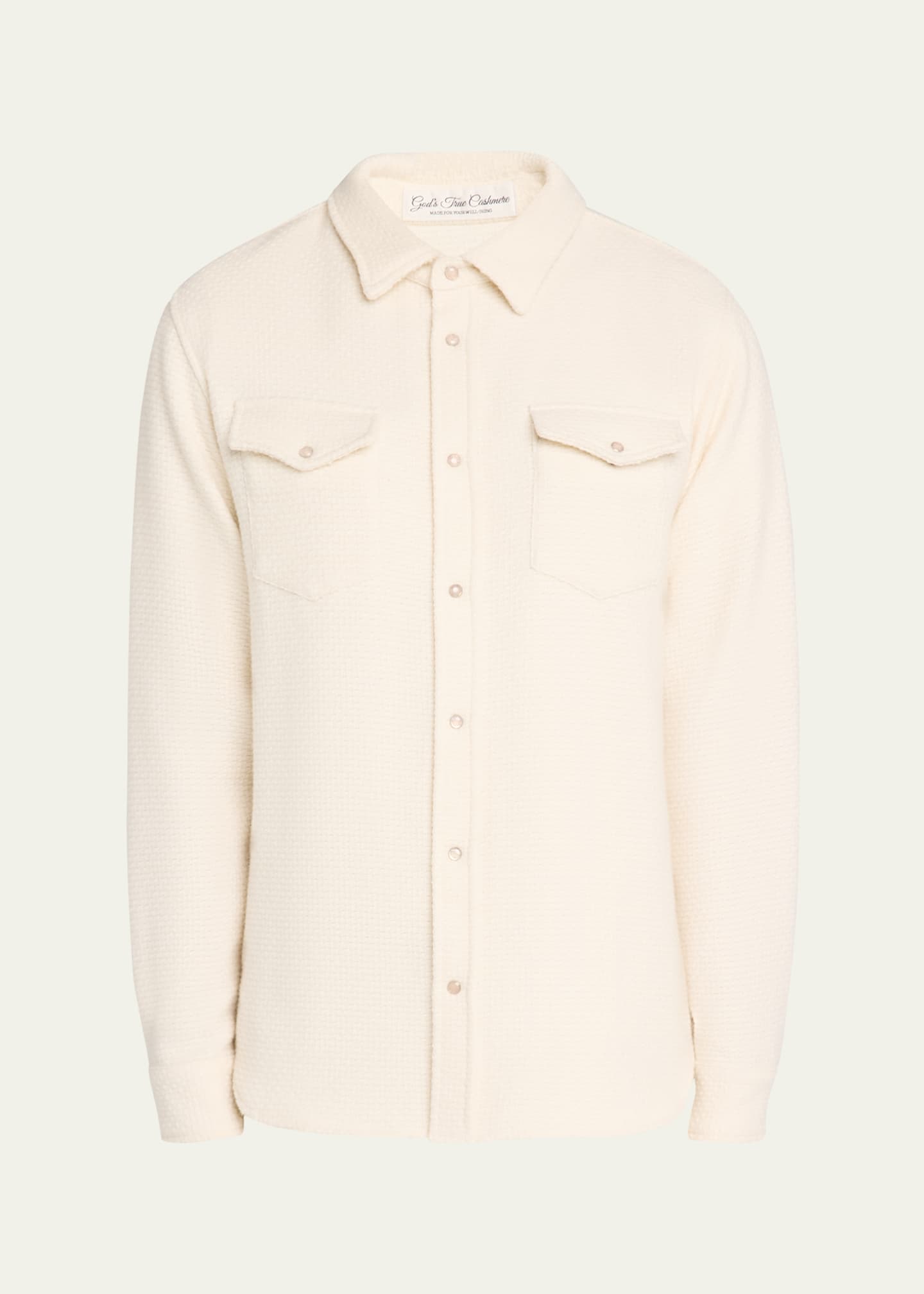 God's True Cashmere Men's Rose Quartz Waffle Sport Shirt Image 1 of 5