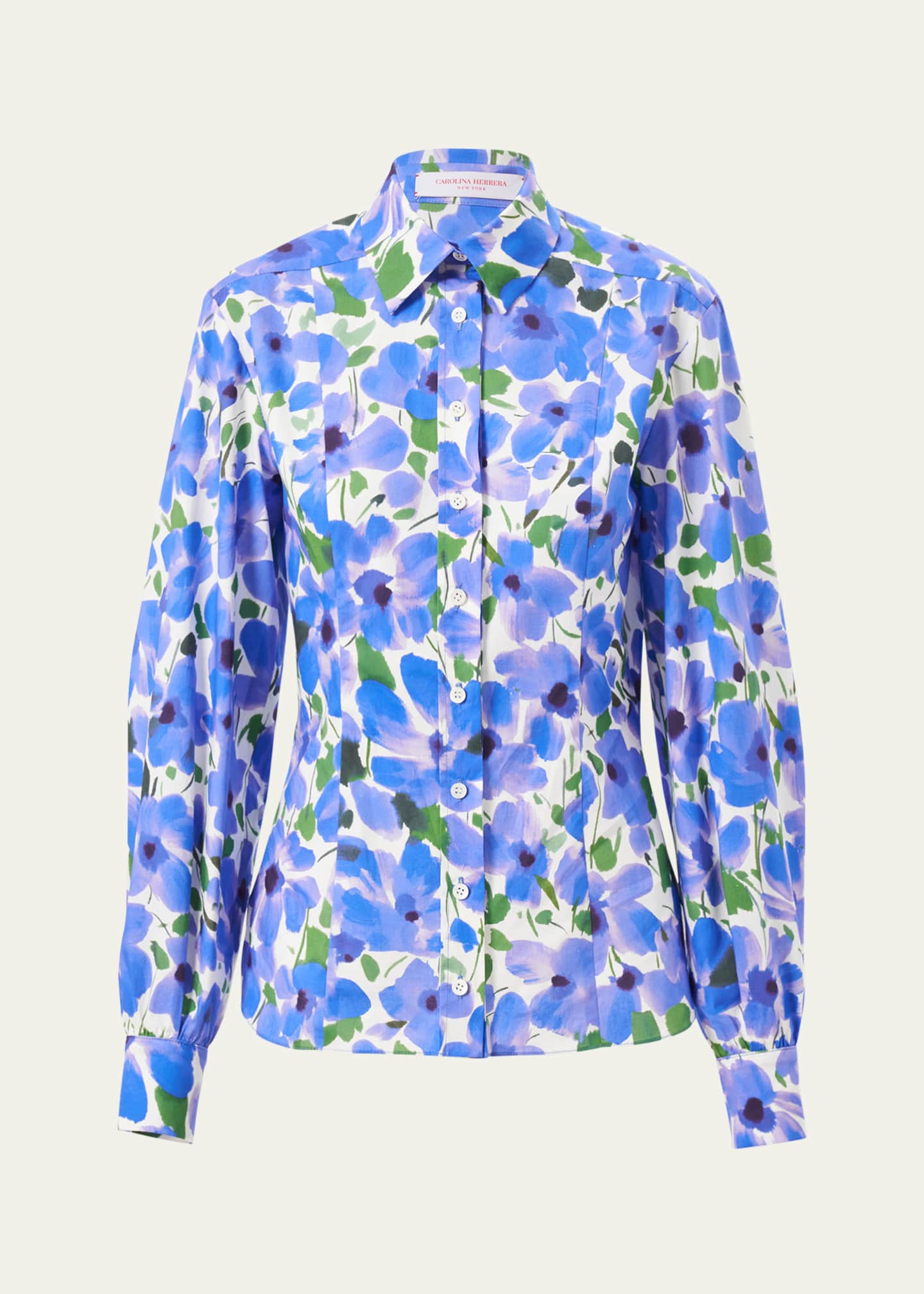 Carolina Herrera Floral-Print Button-Down Blouse Image 1 of 4
