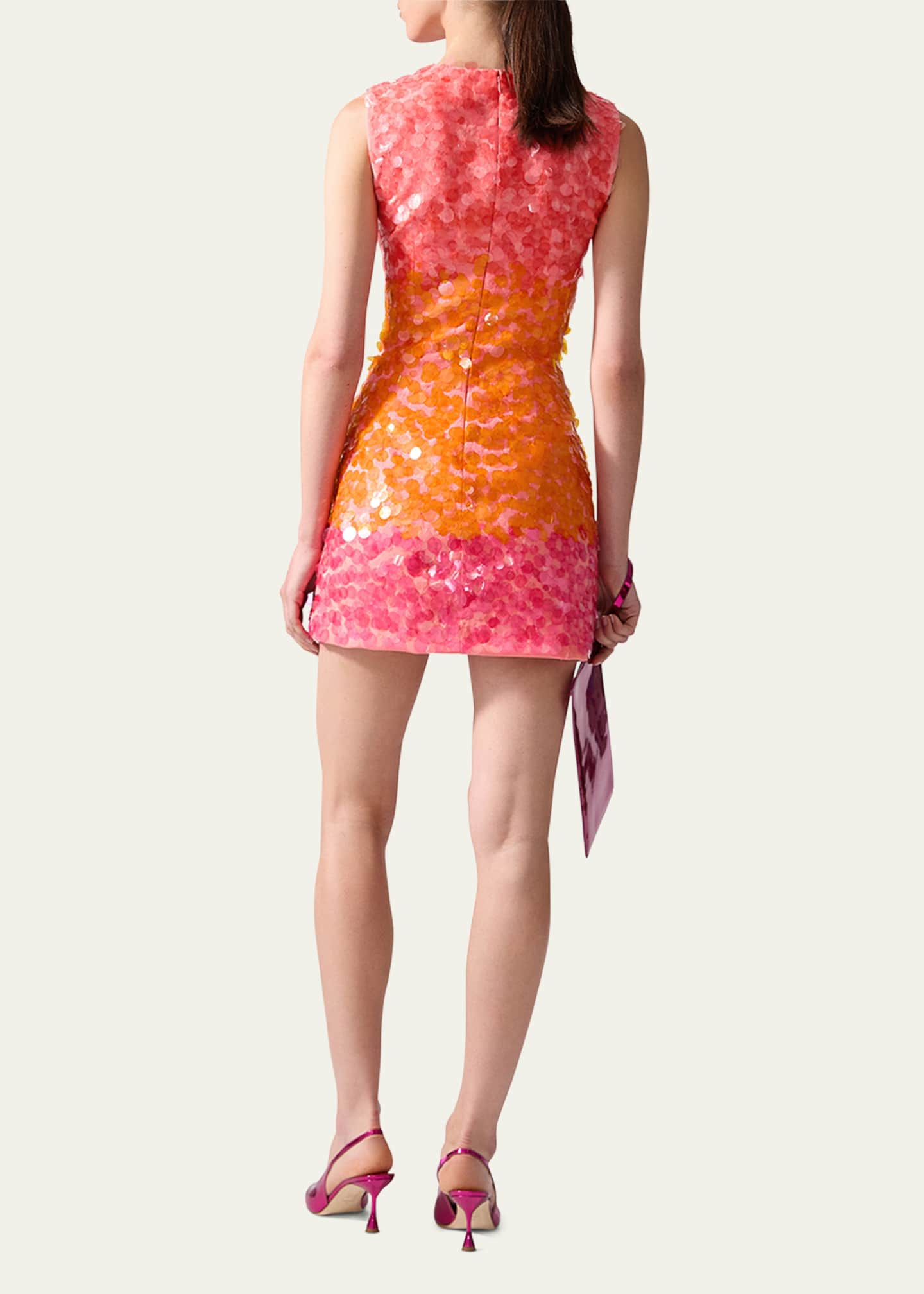 Carolina Herrera Stripe Sequined Sleeveless Mini Dress Image 3 of 3