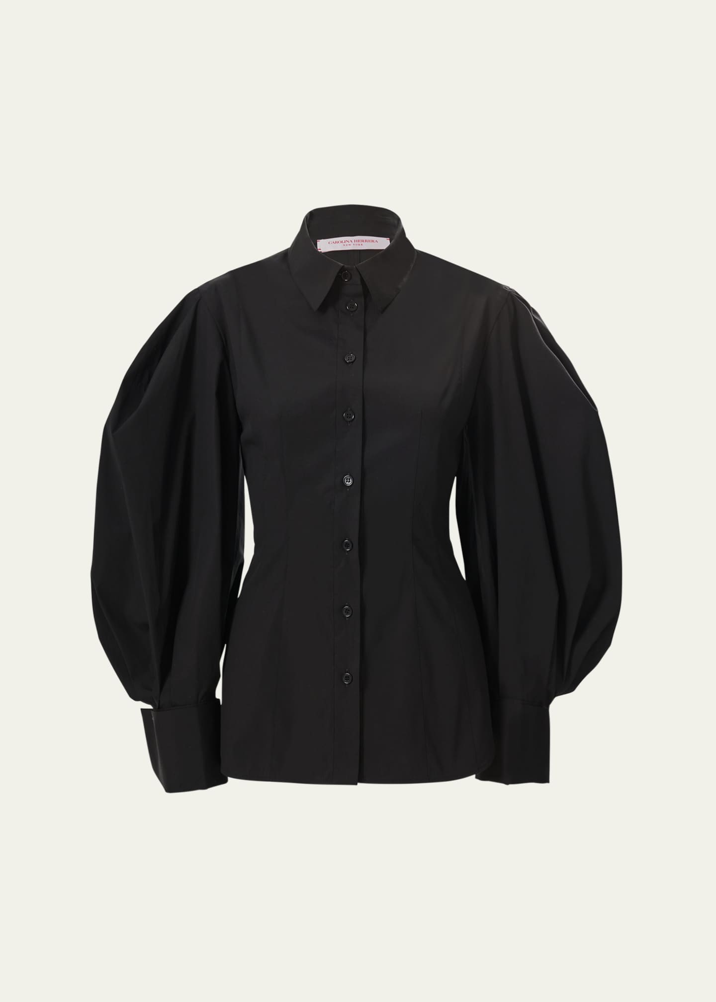 Carolina Herrera Full-Sleeve Cotton Button-Down Top Image 1 of 4