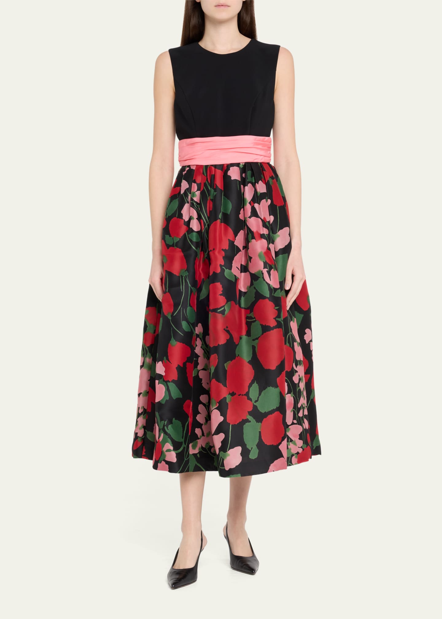 Carolina Herrera Floral Cummerbund Waist Dress Image 2 of 5