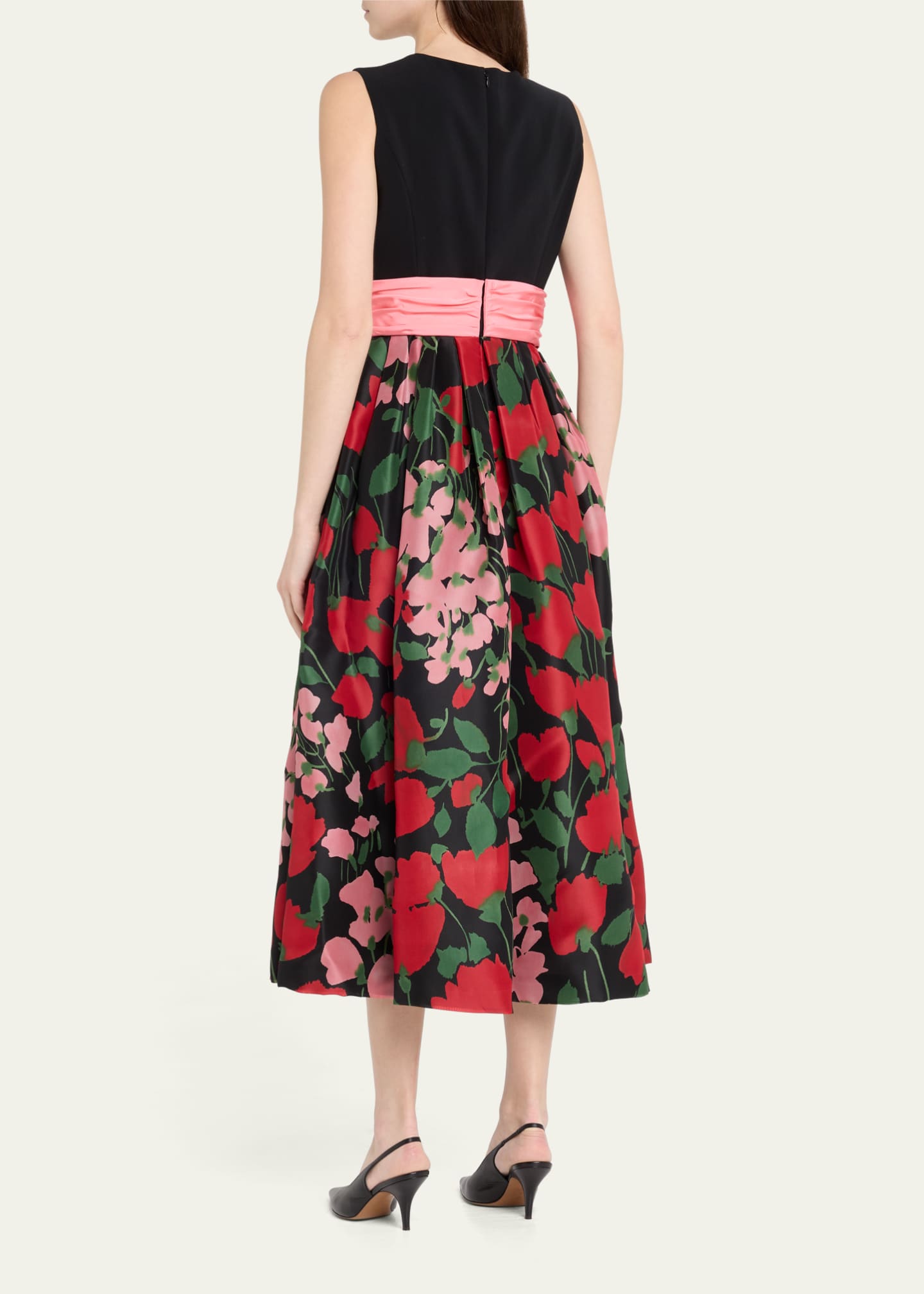 Carolina Herrera Floral Cummerbund Waist Dress Image 3 of 5