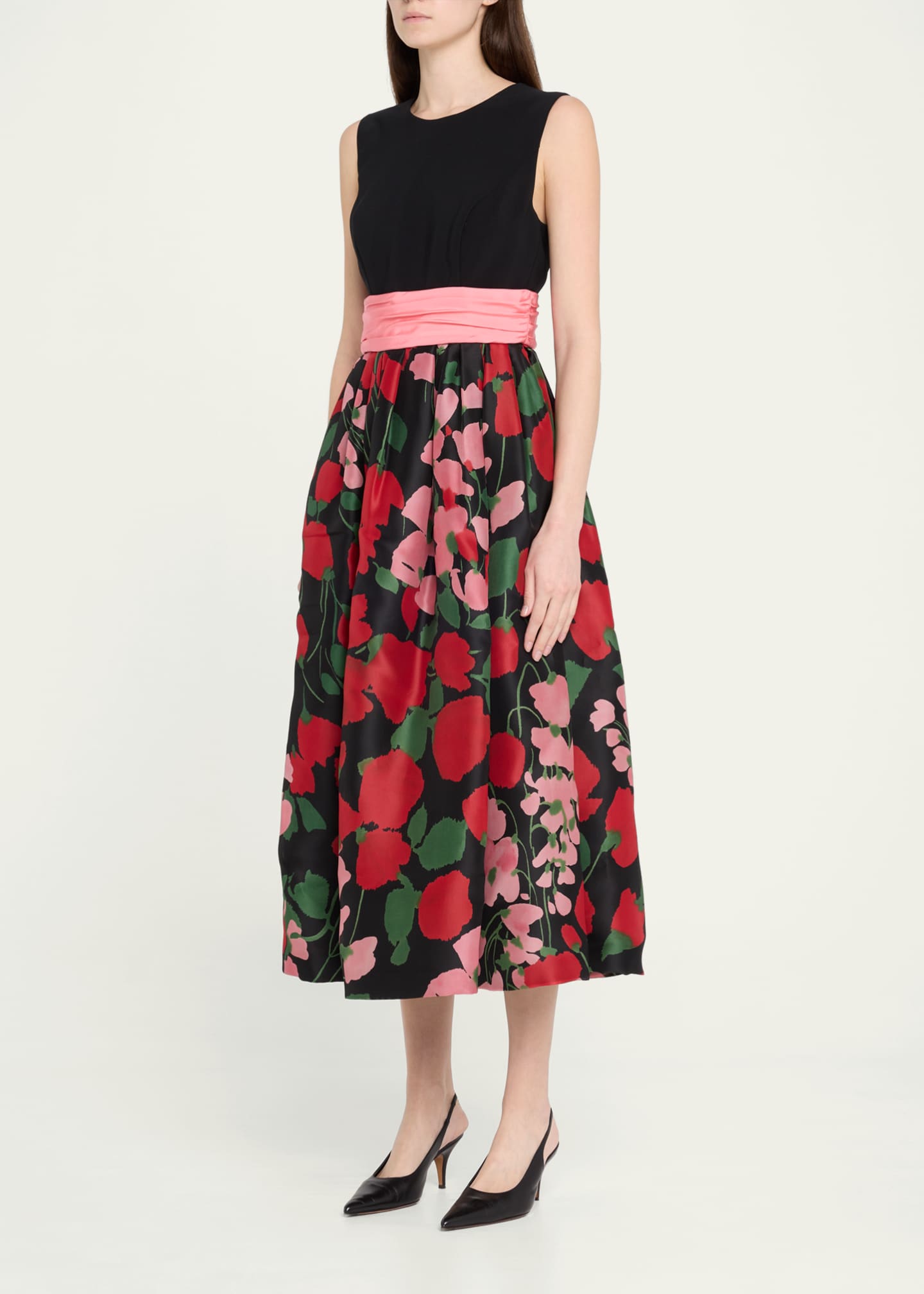 Carolina Herrera Floral Cummerbund Waist Dress Image 4 of 5