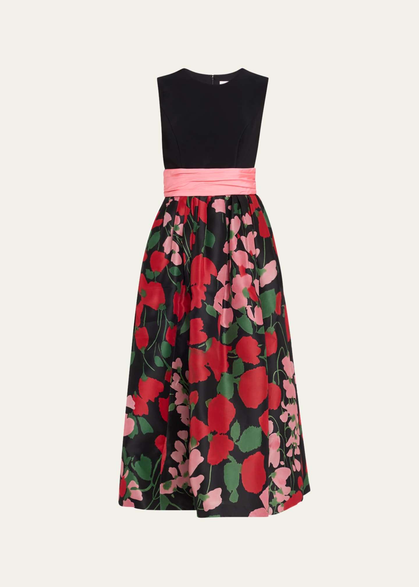 Carolina Herrera Floral Cummerbund Waist Dress Image 1 of 5
