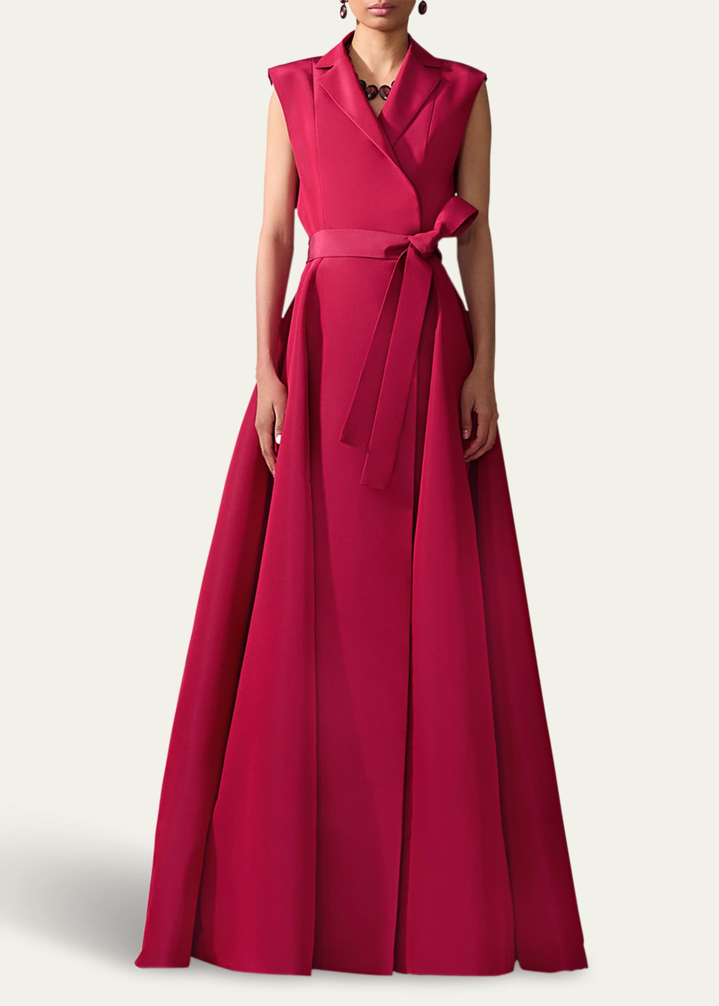Carolina Herrera Belted Sleeveless Trench Gown Image 2 of 5