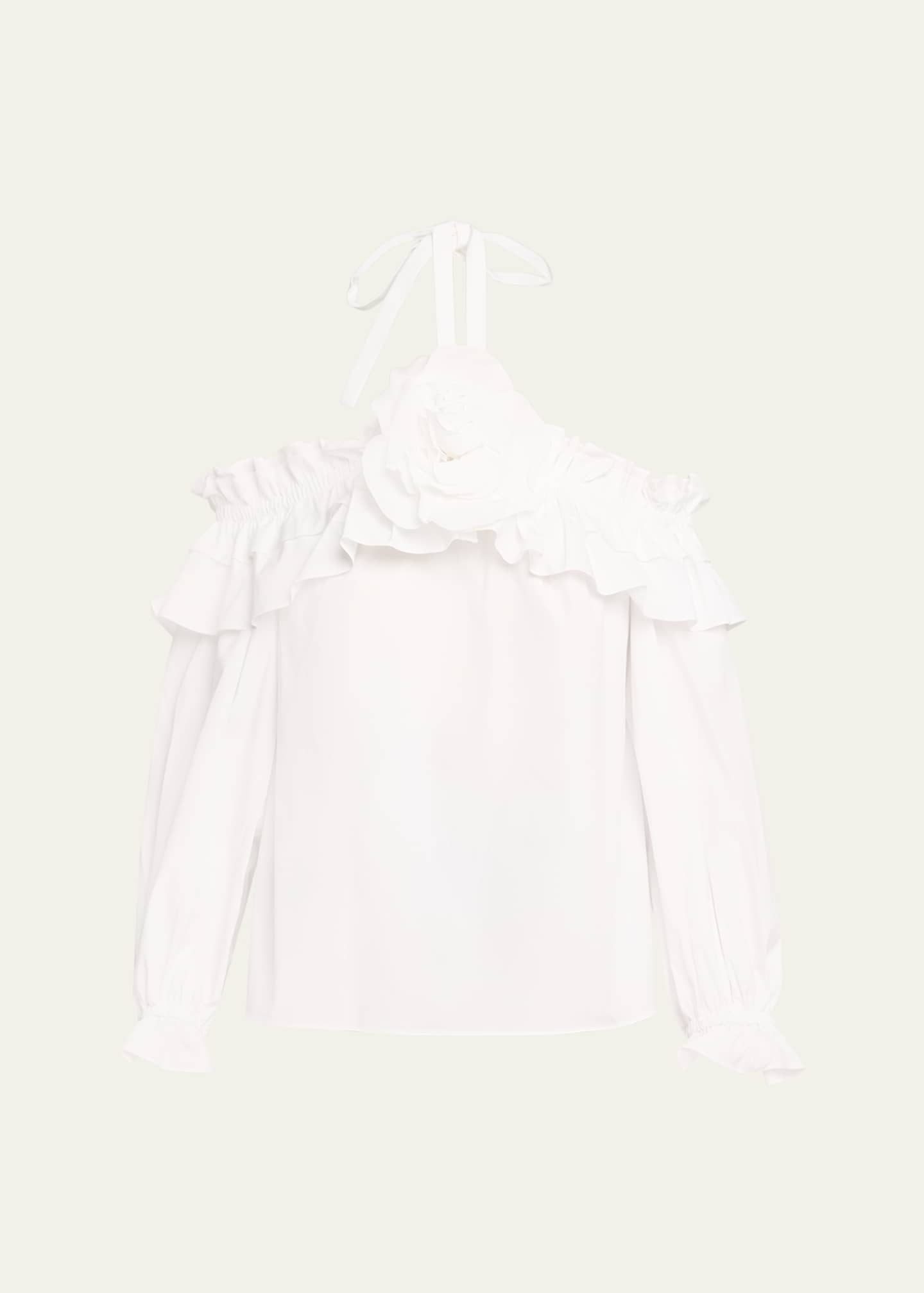Carolina Herrera Flower Halter Cold-Shoulder Top Image 1 of 5