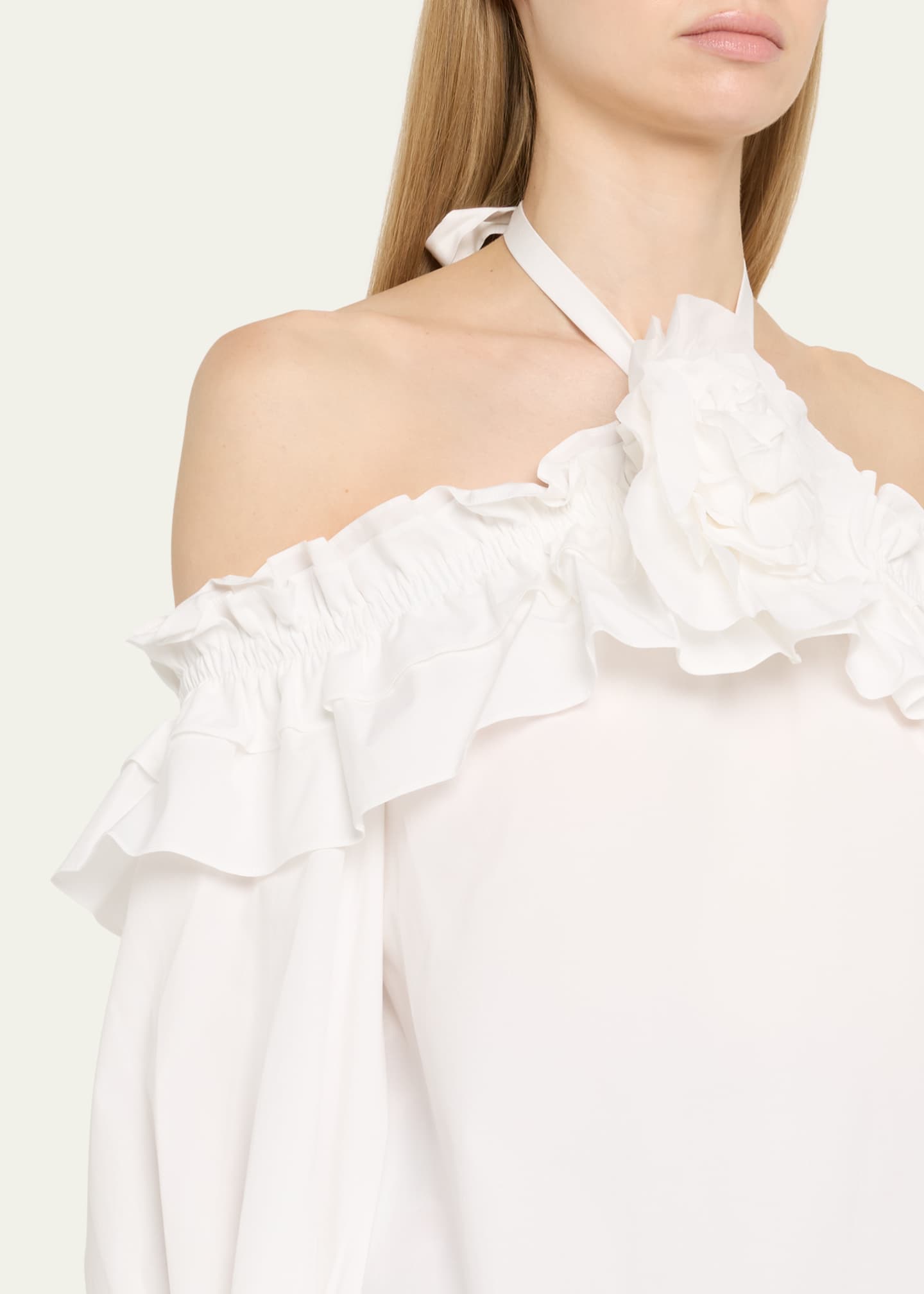 Carolina Herrera Flower Halter Cold-Shoulder Top Image 5 of 5