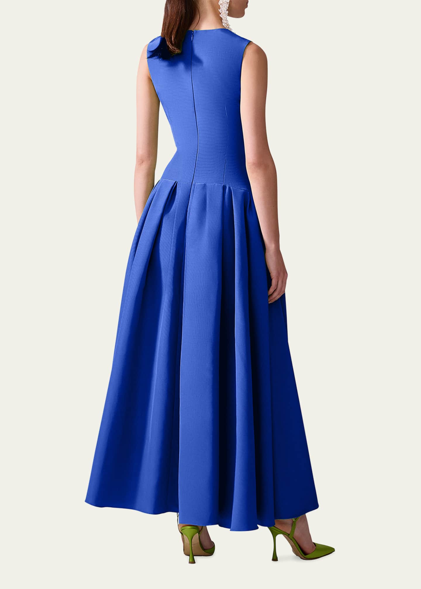 Carolina Herrera Long Fit-Flare Cotton Dress Image 3 of 5