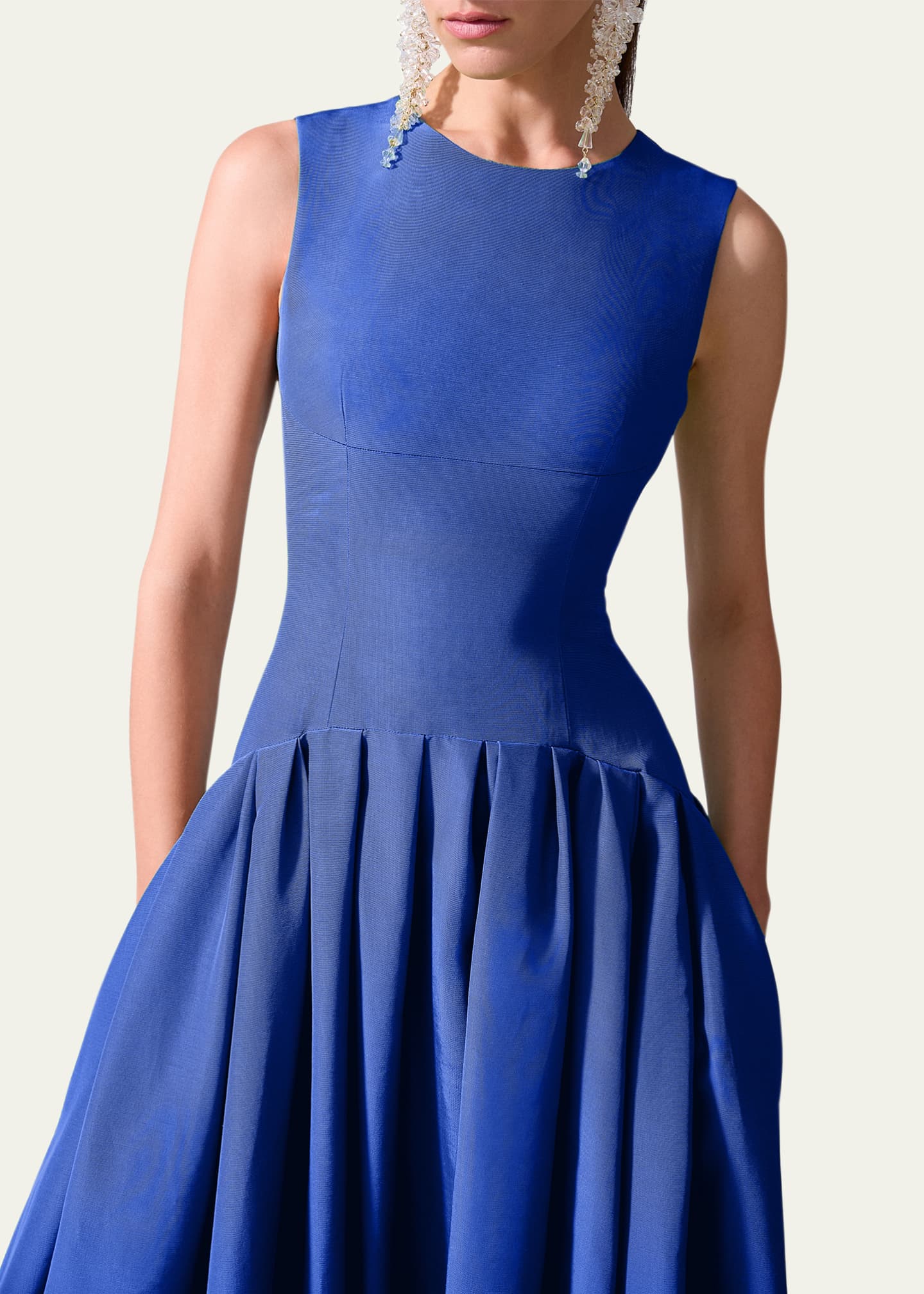Carolina Herrera Long Fit-Flare Cotton Dress Image 5 of 5