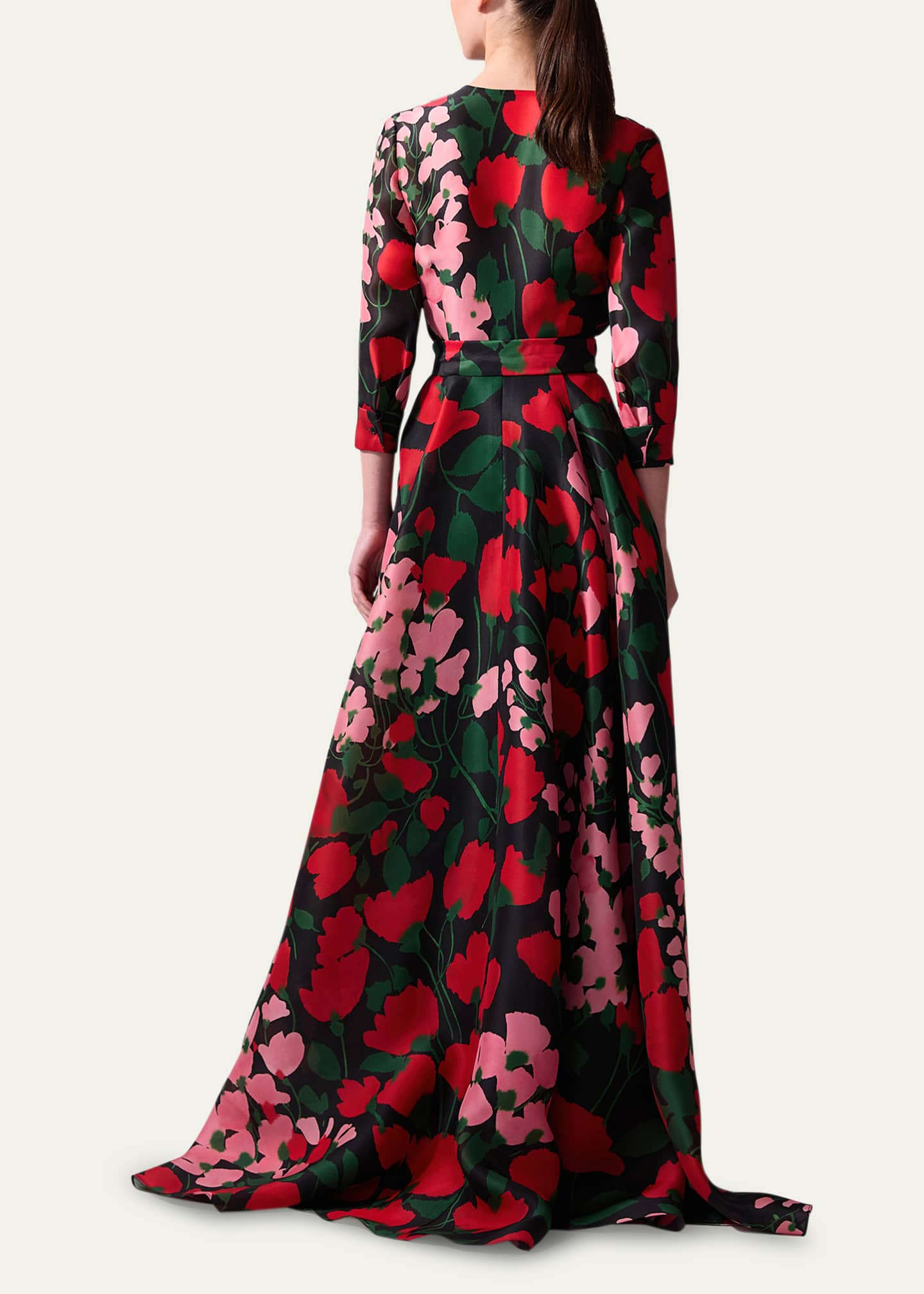 Carolina Herrera Long Floral Belted Trench Gown Image 3 of 4