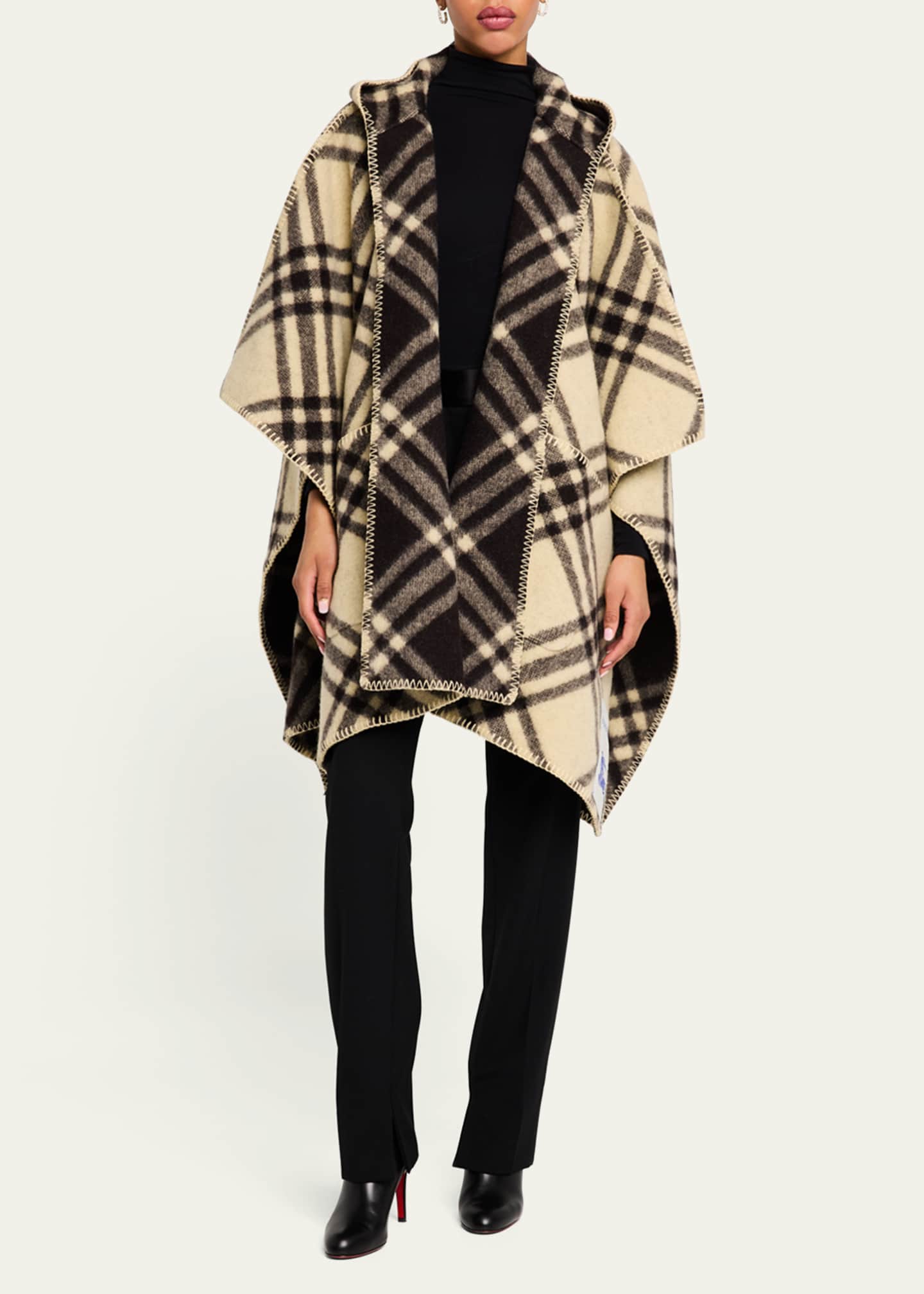 Burberry Catherine Reversible Check Hooded Cape Image 2 of 5