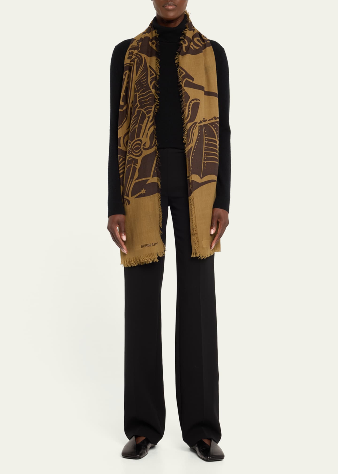 Burberry Equestrian Knight Printed Wool Scarf Image 2 of 2