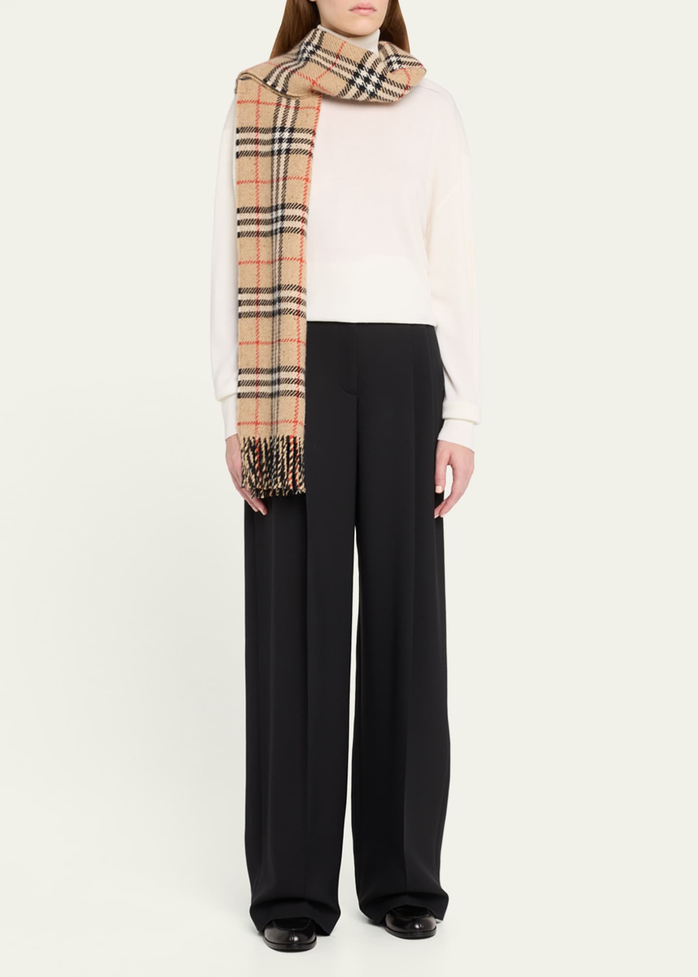 Burberry Check-Print Fringe Trim Scarf Image 2 of 3