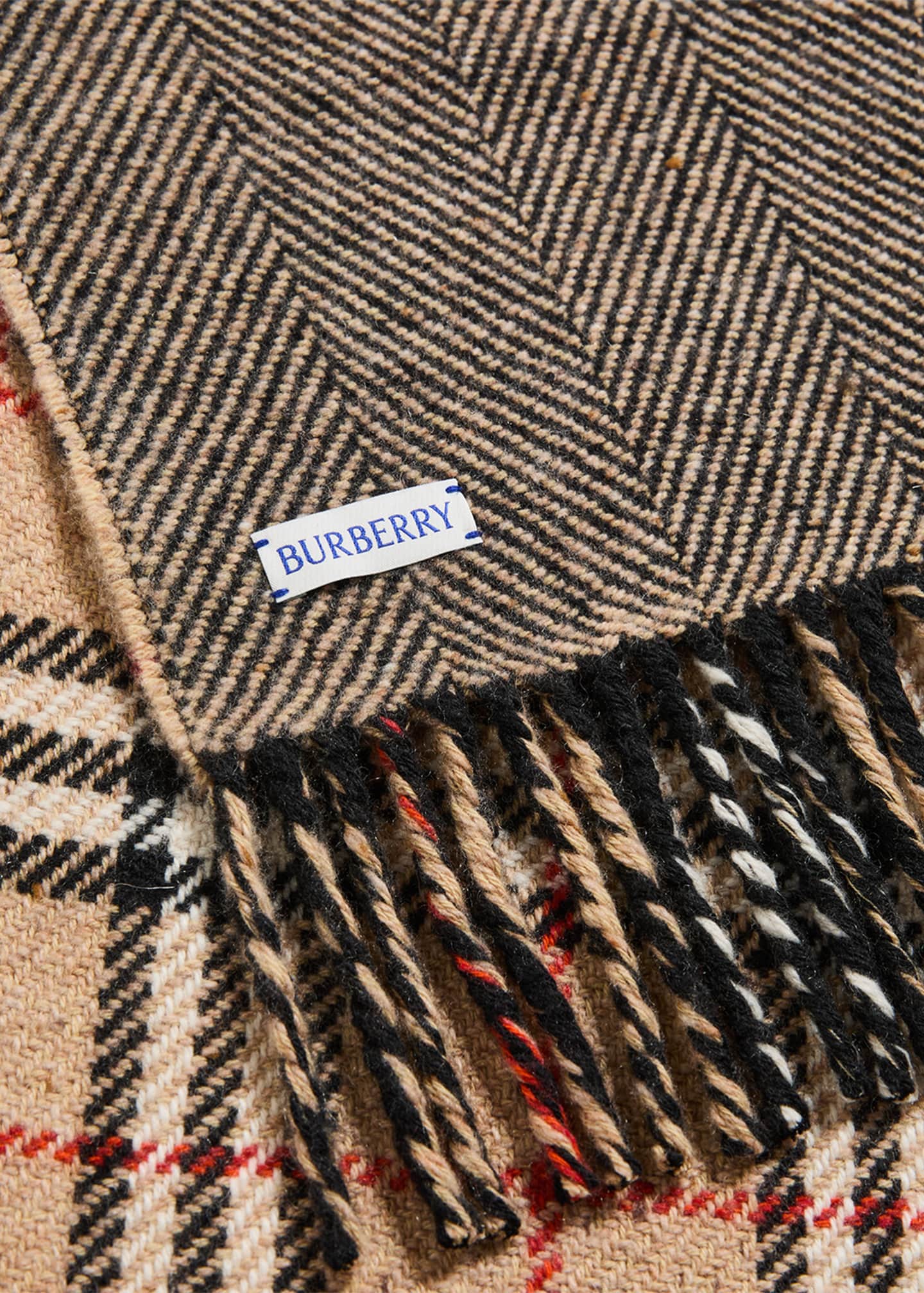 Burberry Check-Print Fringe Trim Scarf Image 3 of 3
