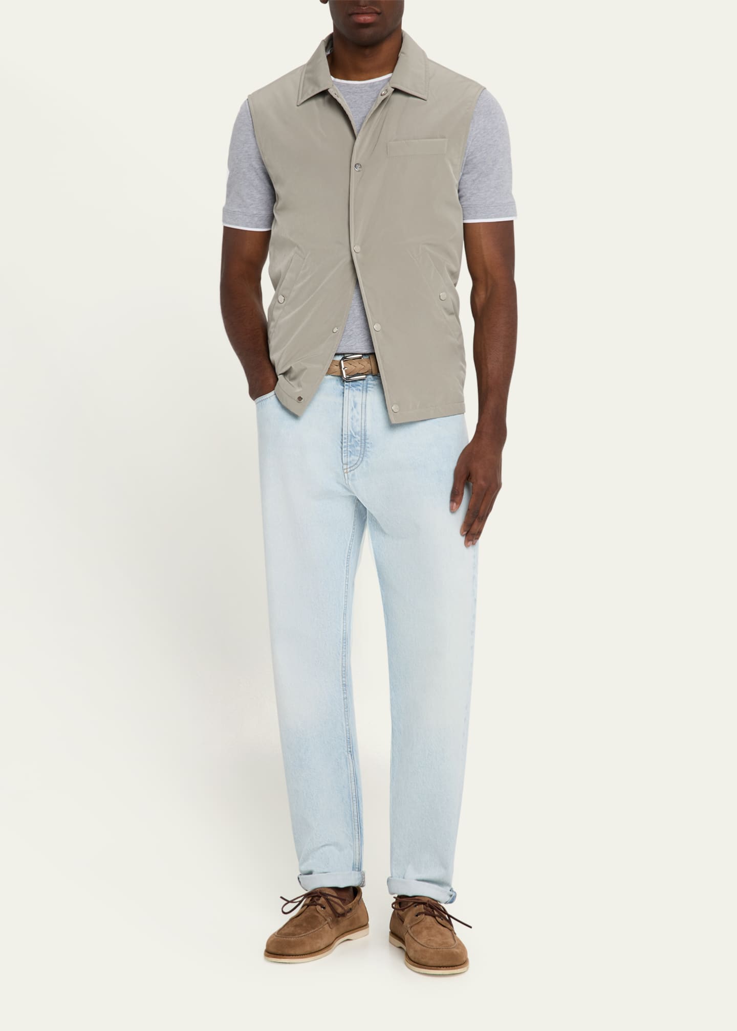 Brunello Cucinelli Men's Water Resistant Snap-Front Vest Image 2 of 5